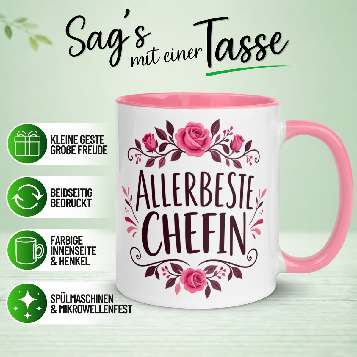 Tasse Chefin – „Allerbeste Chefin“ – Geschenk Beste Chefin