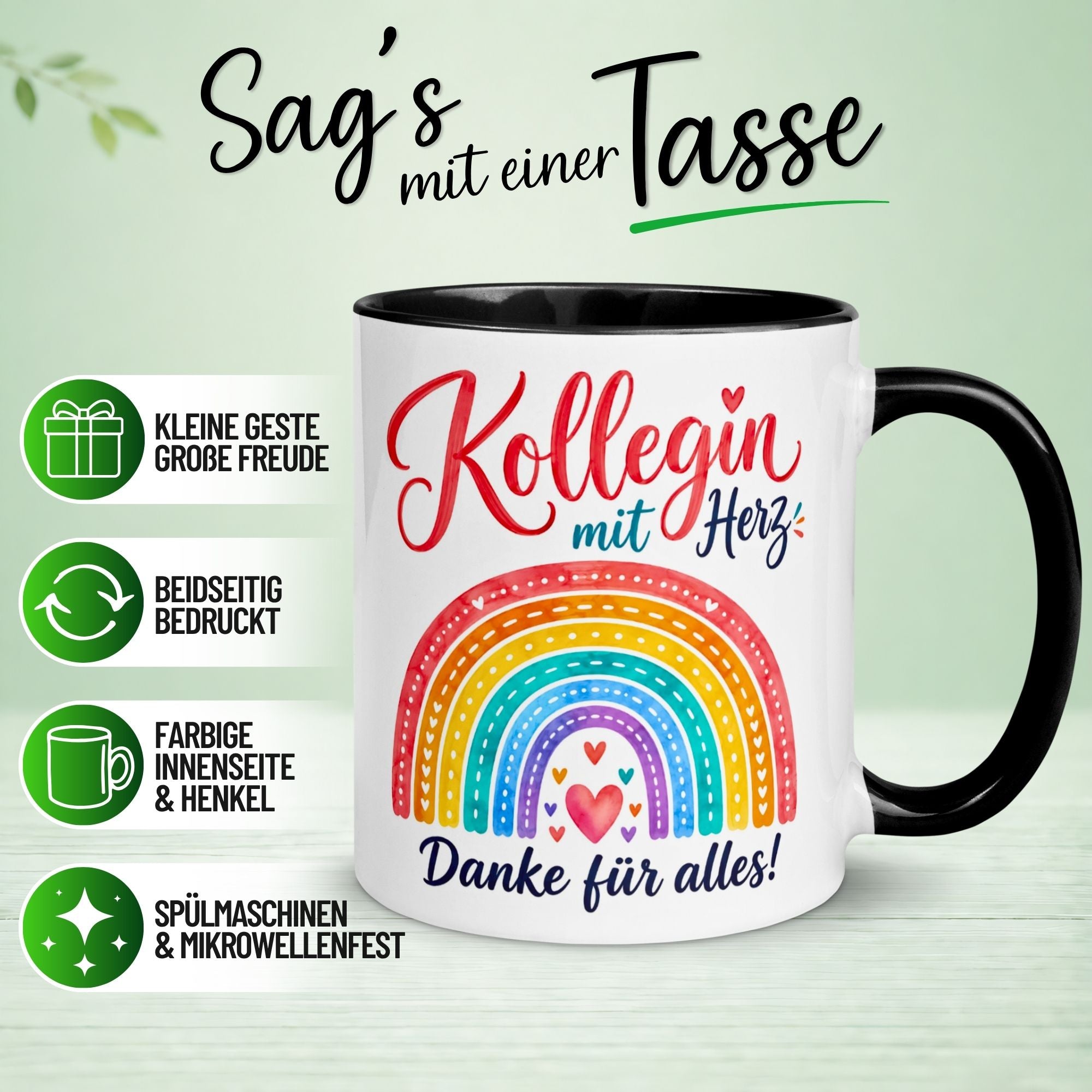 Tasse Kollegin – „Kollegin mit Herz - Danke für alles“ – Geschenk Abschied Arbeitskollegin