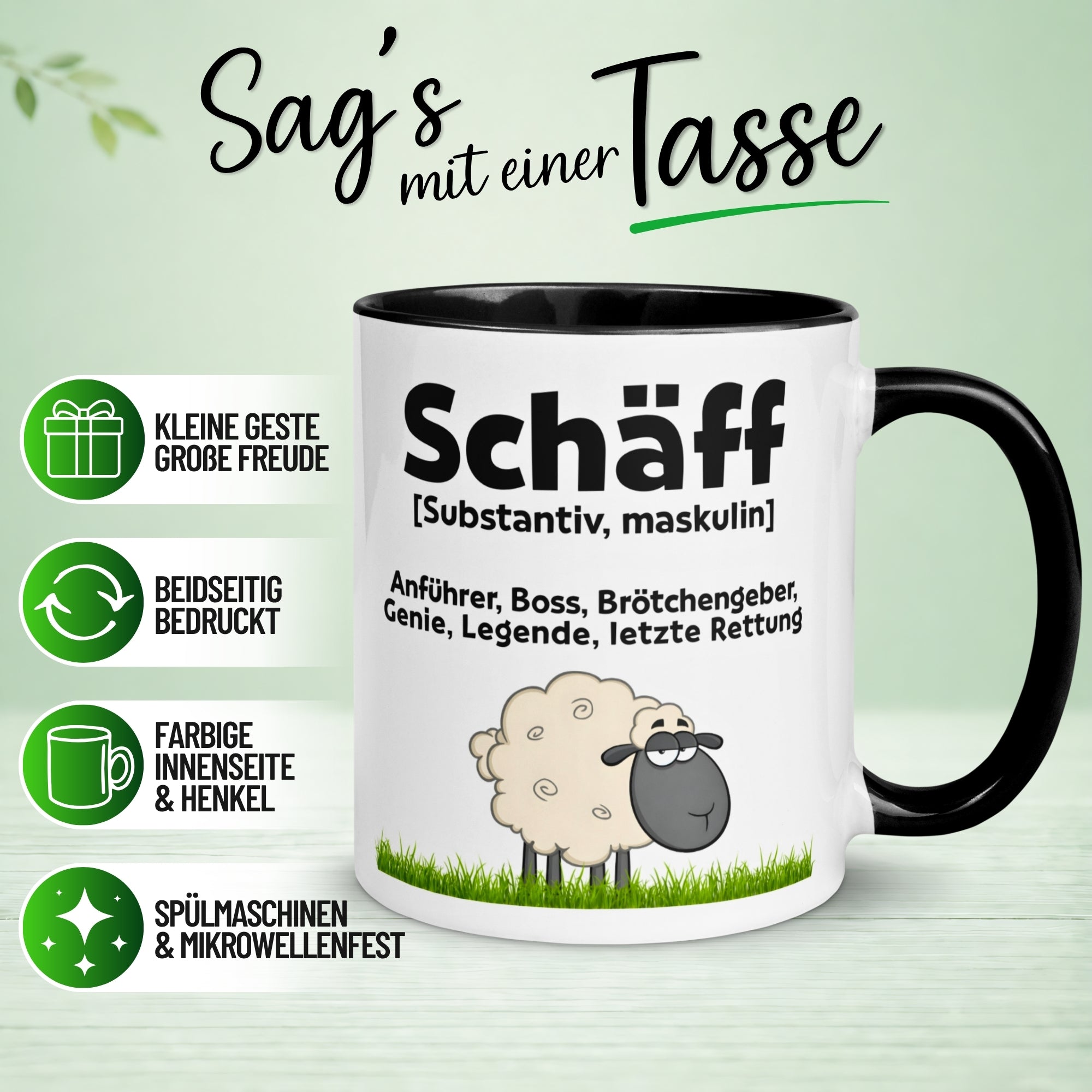 Tasse Chef – „Schäff – Brötchengeber und Problemlöser“ – Geschenk Bester Chef