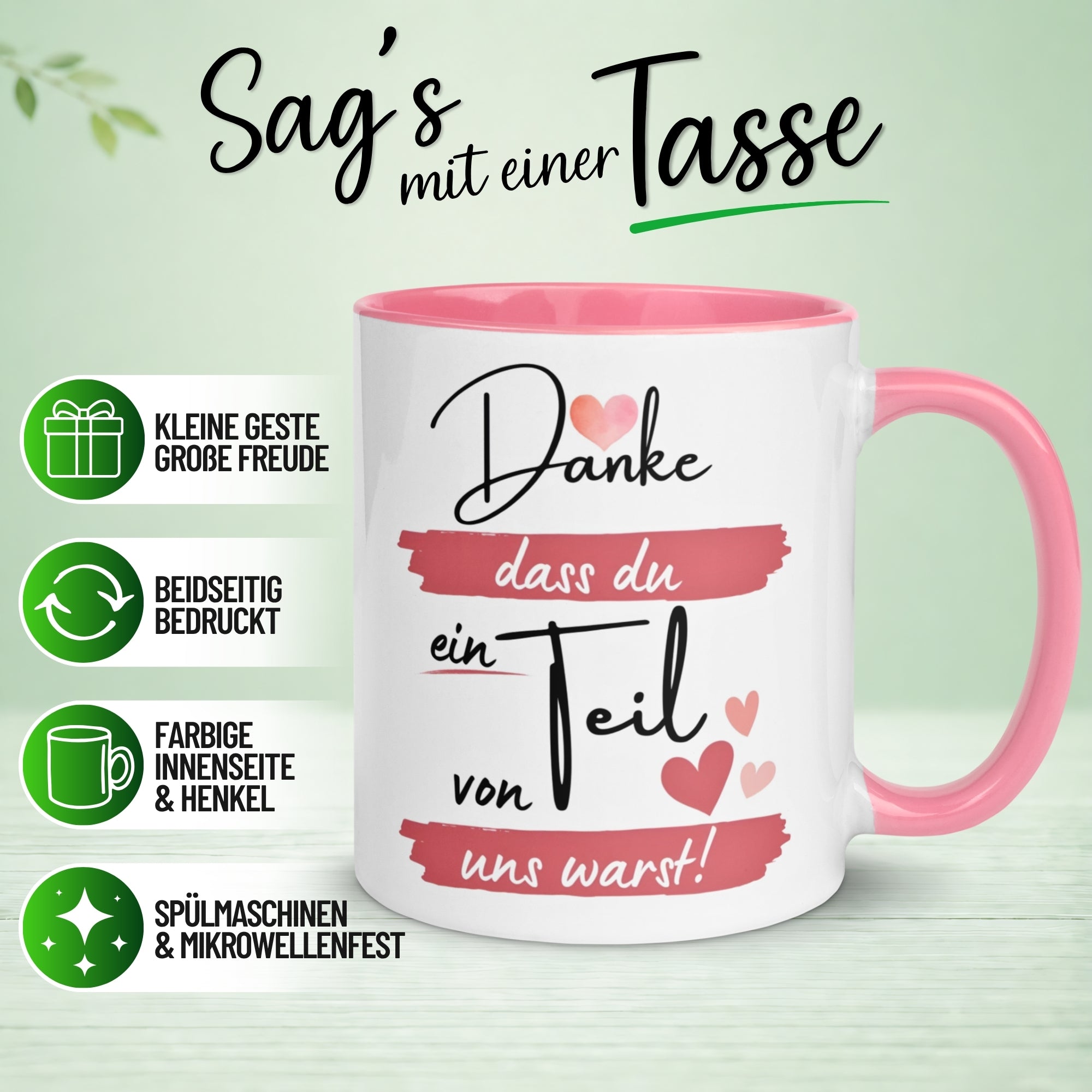 Tasse Abschied – „Danke dass du ein Teil von uns warst“ – Abschiedsgeschenk Kollegin