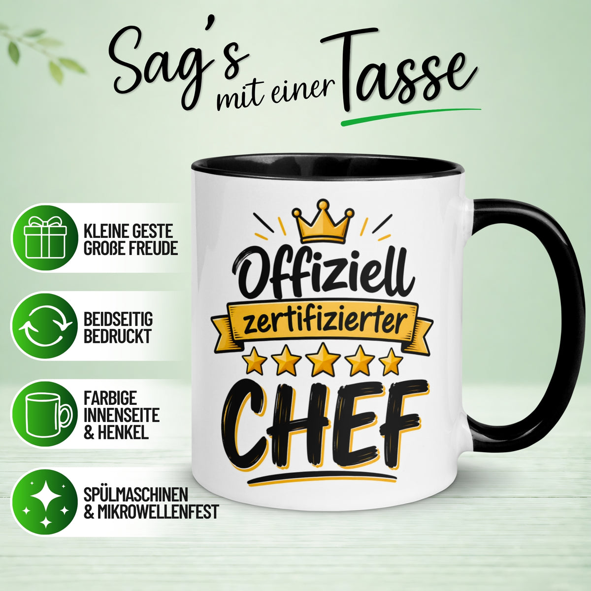 Tasse Chef – „5 Sterne Chef“ – Geschenk Becher Bester Chef
