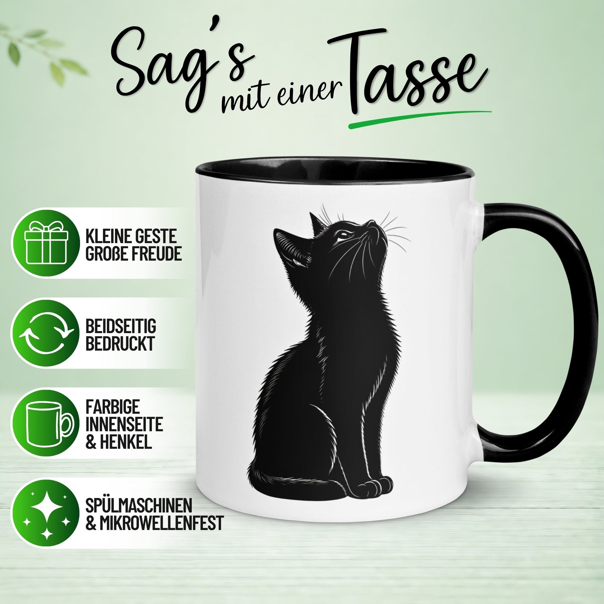 Tasse Katze – „Schwarze Katze“ – lustiger Katzen Geschenk Becher