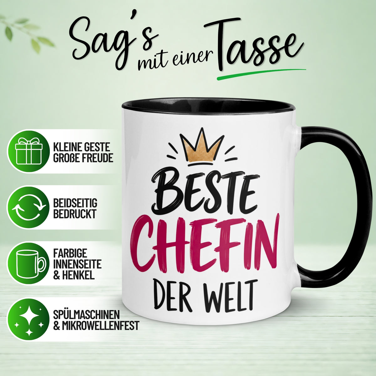 Tasse Chefin – „Beste Chefin der Welt“ – Teamleiterin Geschenk Becher