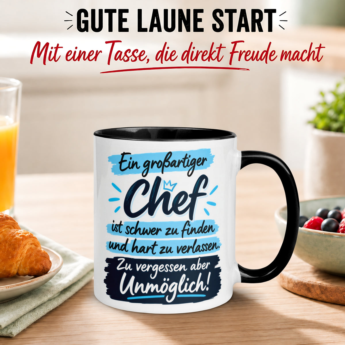 Tasse Chef – „Ein großartiger Chef ist schwer zu finden“ – Geschenk Bester Chef