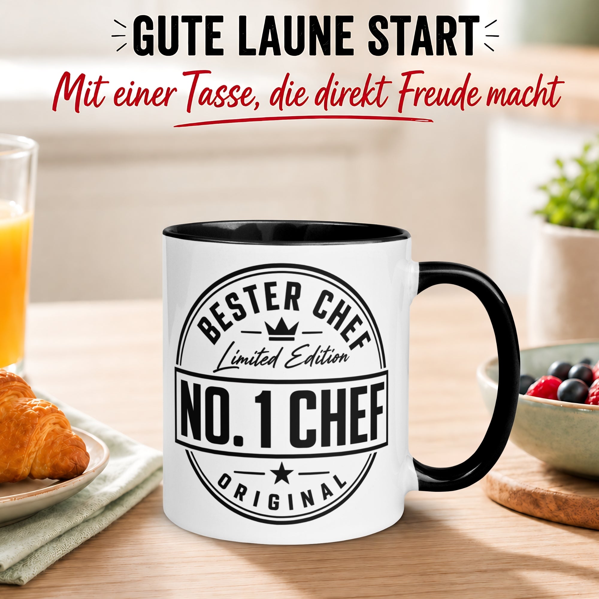 Tasse Chef – „Limited Edition - No. 1 Chef“ – Geschenk Becher Bester Chef
