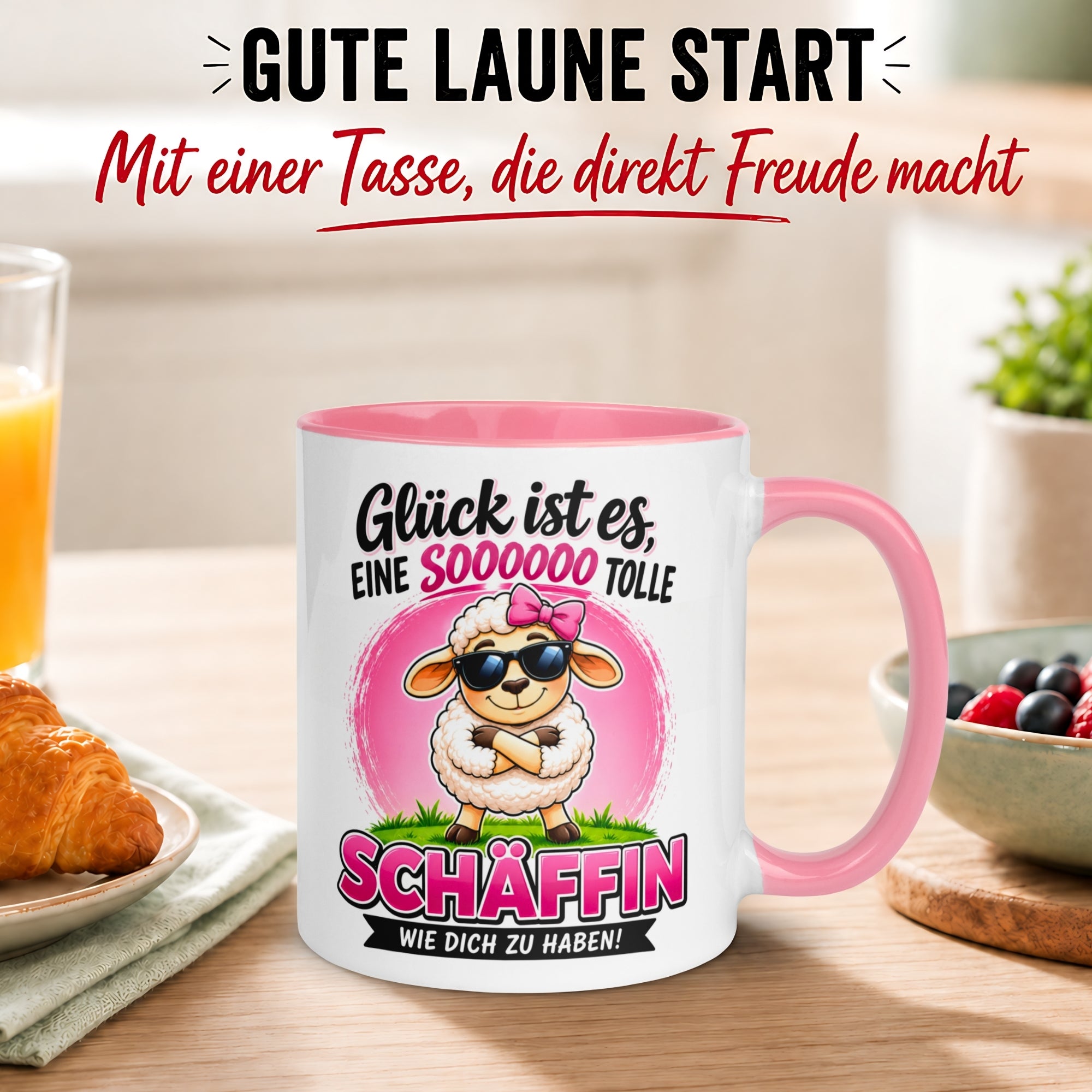 Tasse Chefin – „Glück ist es eine Schäffin wie dich zu haben“ – Geschenk Beste Chefin