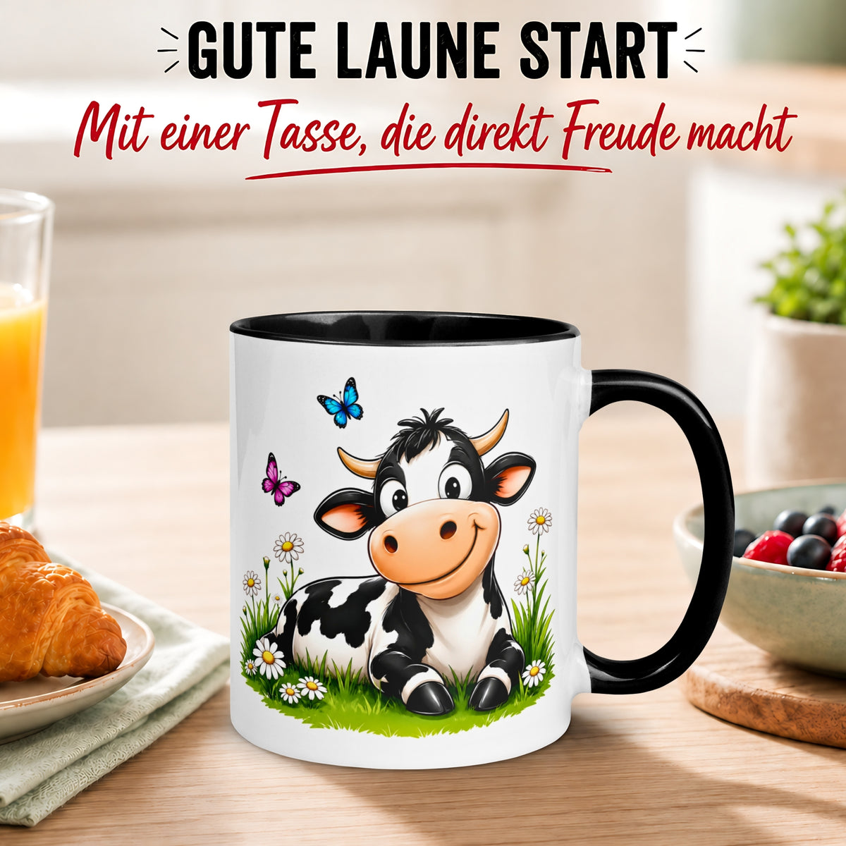 Tasse Kuh – „Süße Kuh auf der Wiese“ – Geschenk Becher für Landwirte