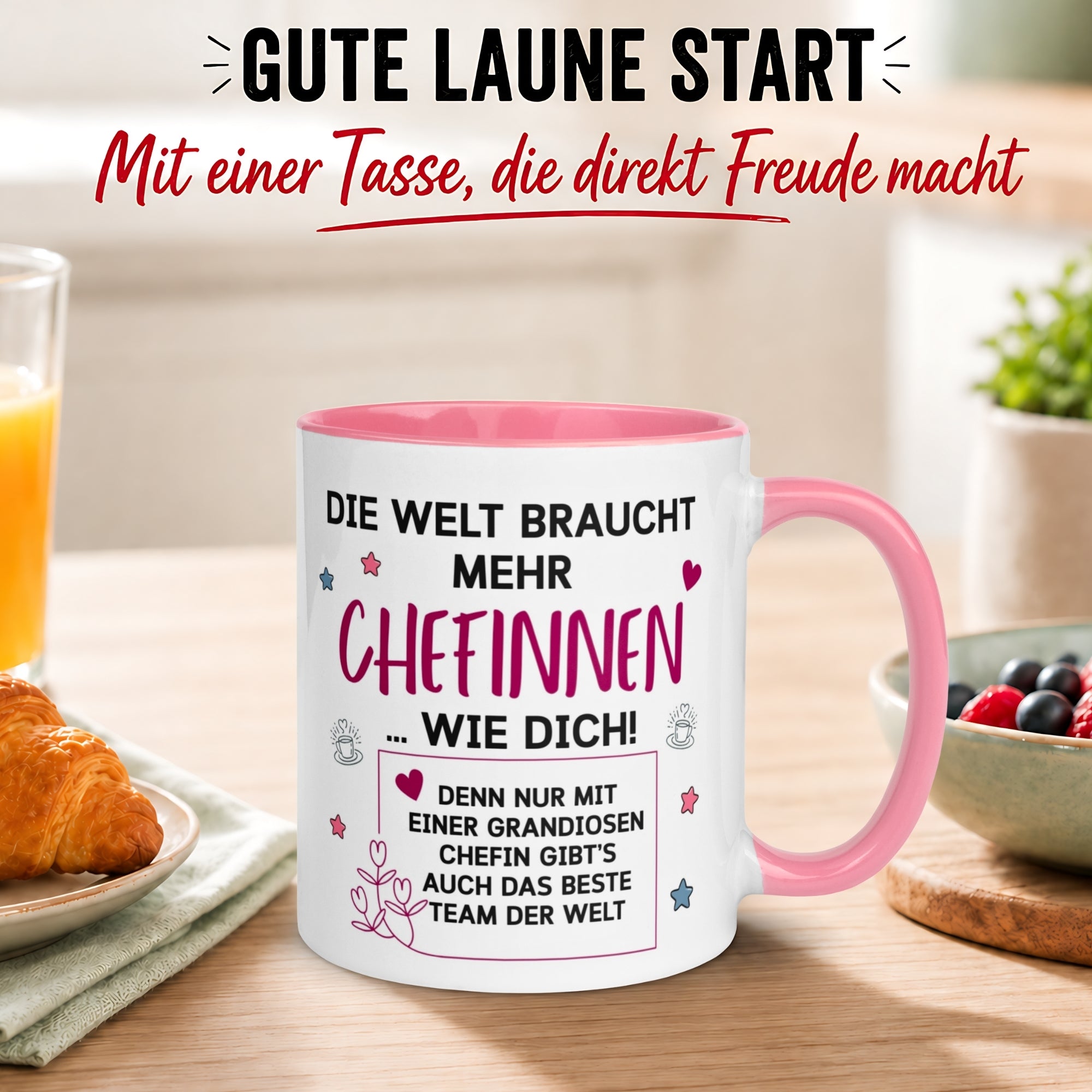 Tasse Chefin – „Die Welt braucht mehr Chefinnen wie Dich“ – Teamleiterin Geschenk Becher