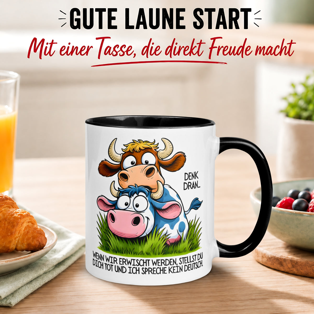 Tasse Kuh – „Wenn wir erwischt werden“ – lustiger Geschenk Becher für Bauernhof Fan