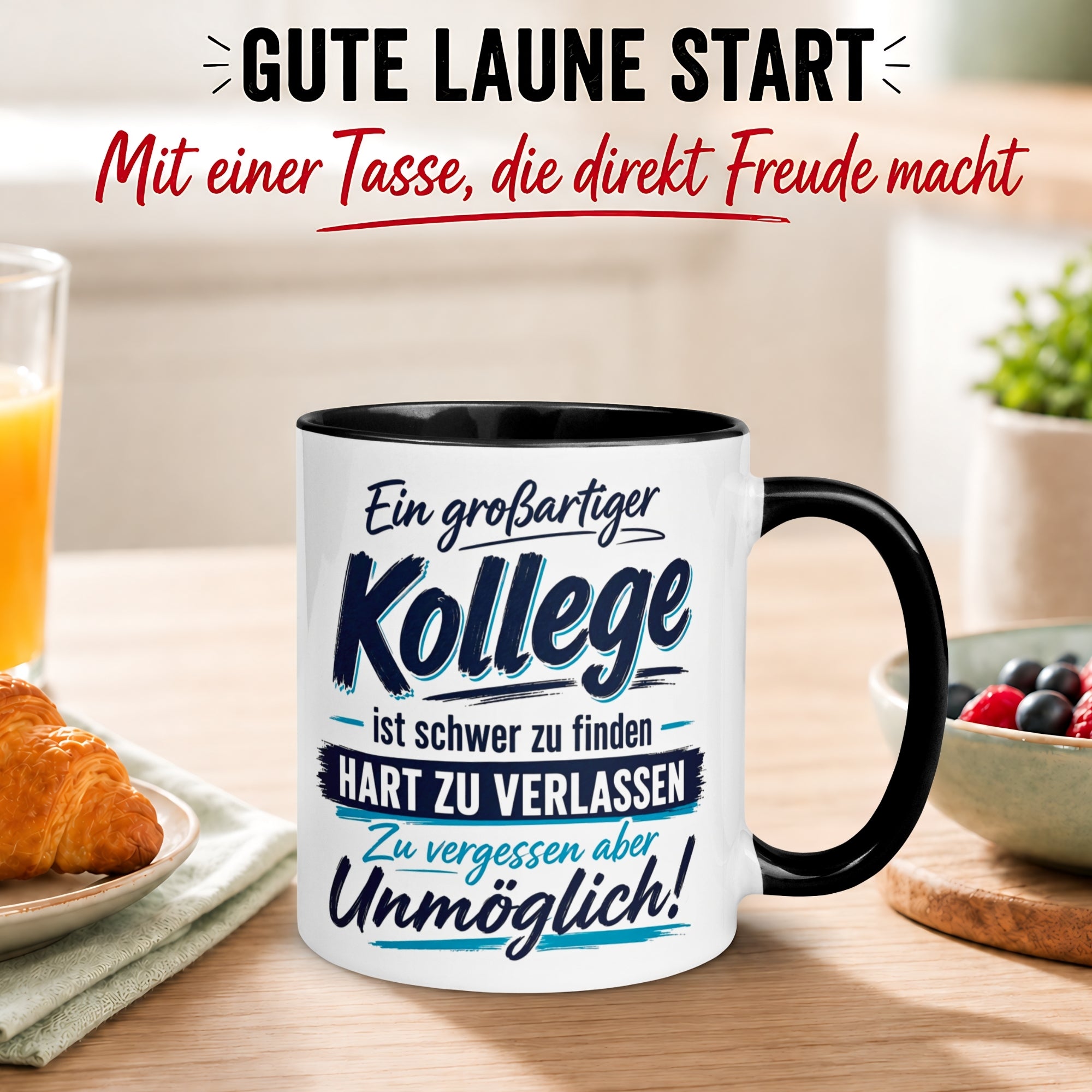 Tasse Kollege – „Ein großartiger Kollege ist schwer zu finden“ – Geschenk Abschied Arbeitskollege