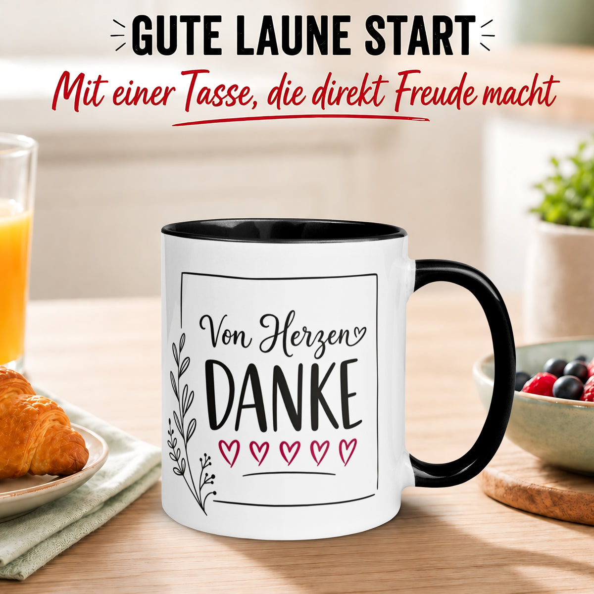 Tasse Danke – „Von Herzen Danke“ – Dankeschön Geschenke Freund/Freundin/Kollegen