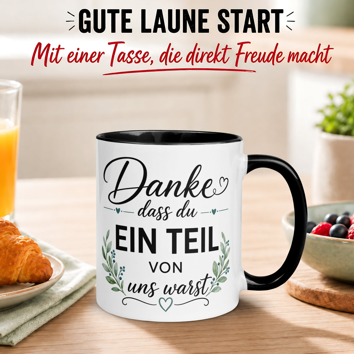 Tasse Abschied – „Danke dass du ein Teil von uns warst“ – Abschiedsgeschenk für Kollegen