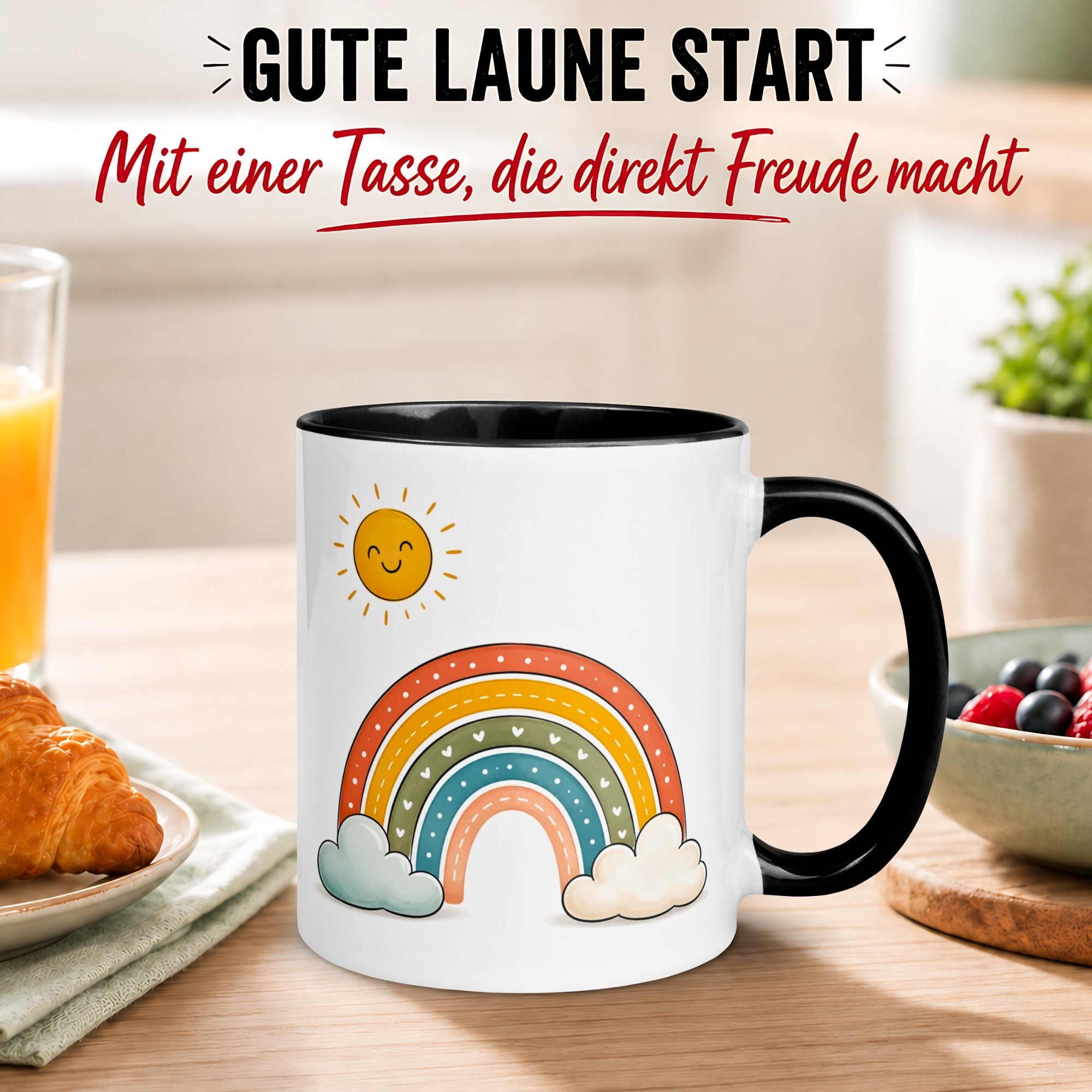 Tasse Wolken – „Farbenfroher Regenbogen“ – Lustiges Morgenmuffel Geschenk