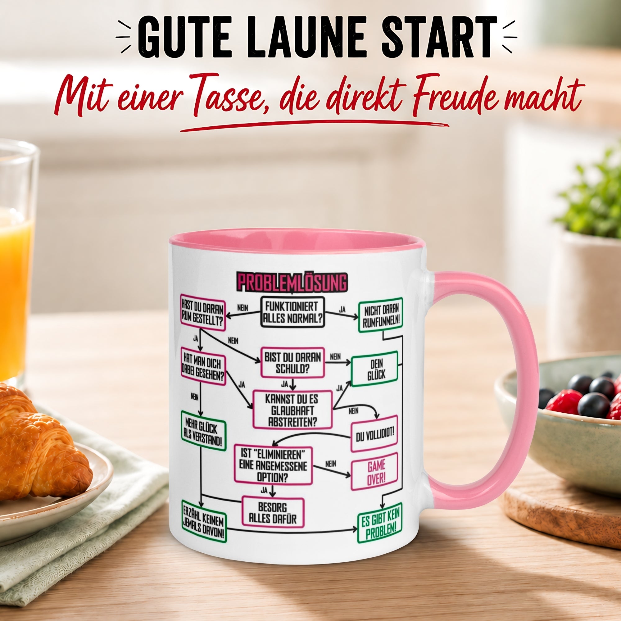 Tasse Kollegin – „Problemlösung im Büro“ – Geschenk Abschied Arbeitskollegin