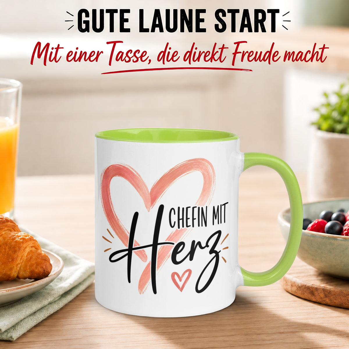 Tasse Chefin – „Chefin mit riesigem Herz“ – Teamleiterin Geschenk Becher