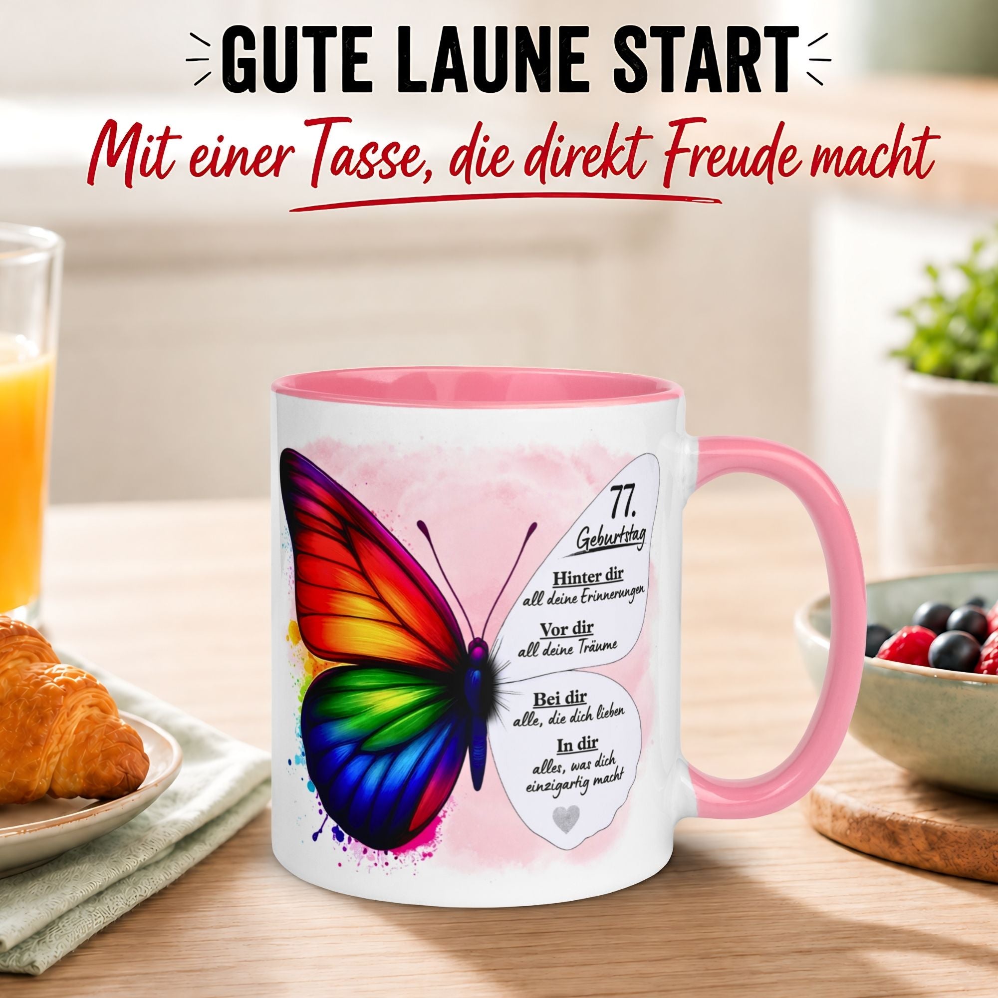 Tasse 77. Geburtstag Frau – „Weil du einzigartig bist“ – Geschenk zum Geburtstag Frauen