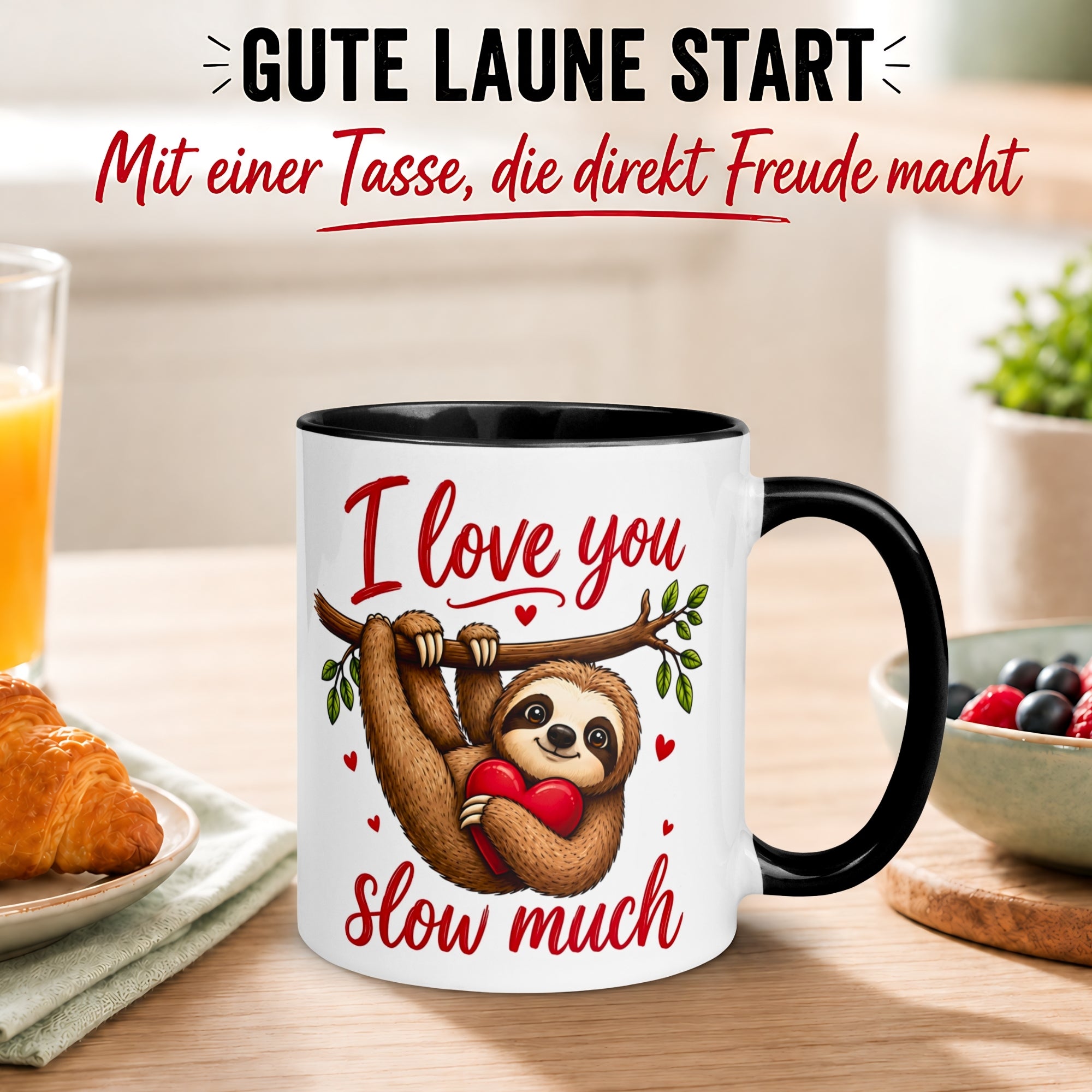 Tasse Faultier – „I Love You Slow Much“ – lustiges Ich liebe Dich Geschenk