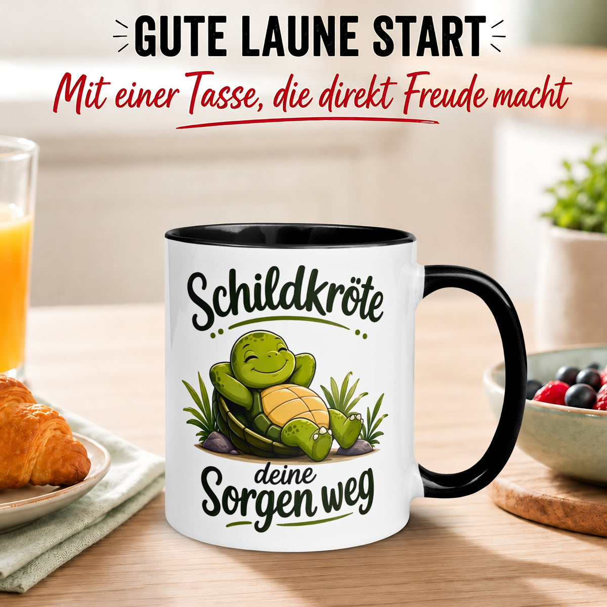 Tasse Schildkröte – „Schildkröte deine Sorgen weg“ – lustiges Schildkröten Geschenk