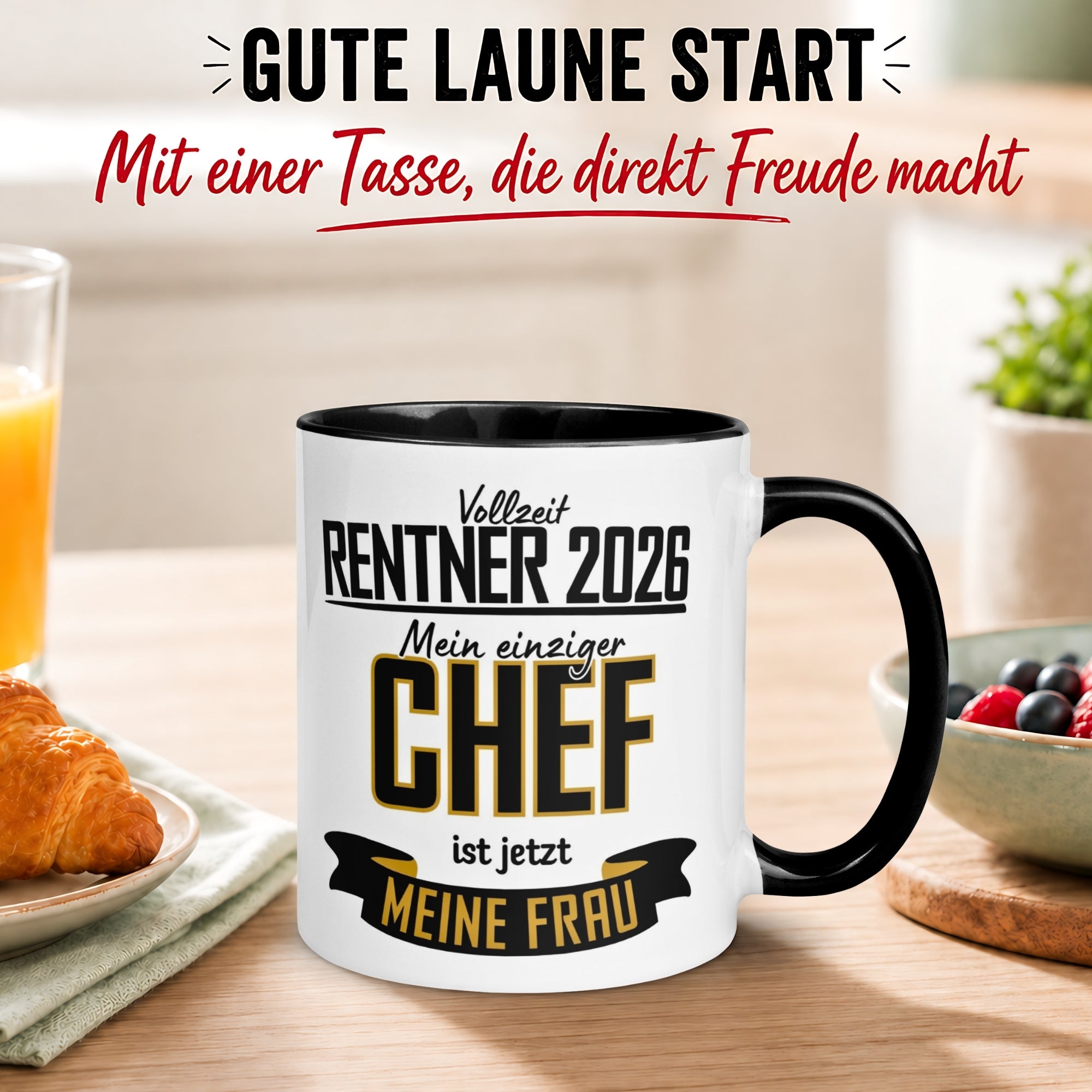 Tasse Rentner 2026 – „Mein einziger Chef ist meine Frau“ – Geschenk Rentenbeginn Mann