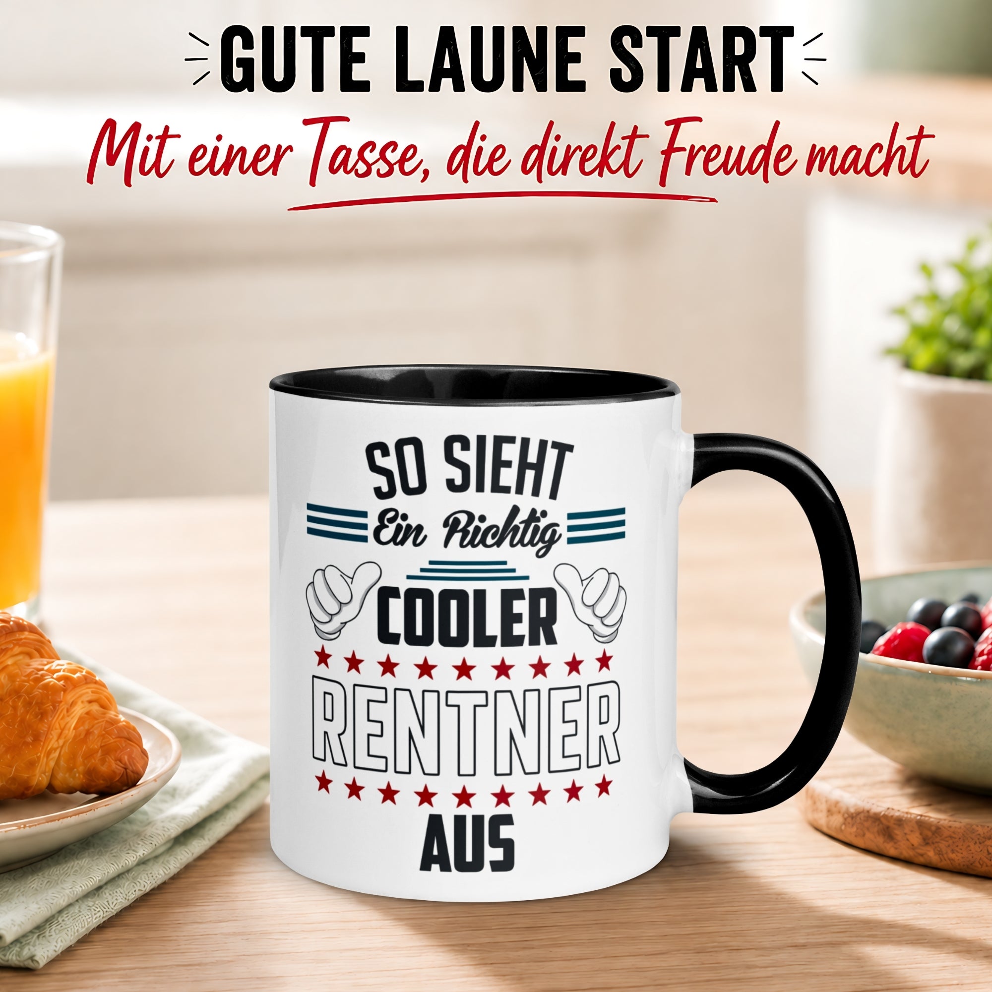 Tasse Rentner – „So sieht ein richtig cooler Rentner aus“ – Geschenke Abschied Pension
