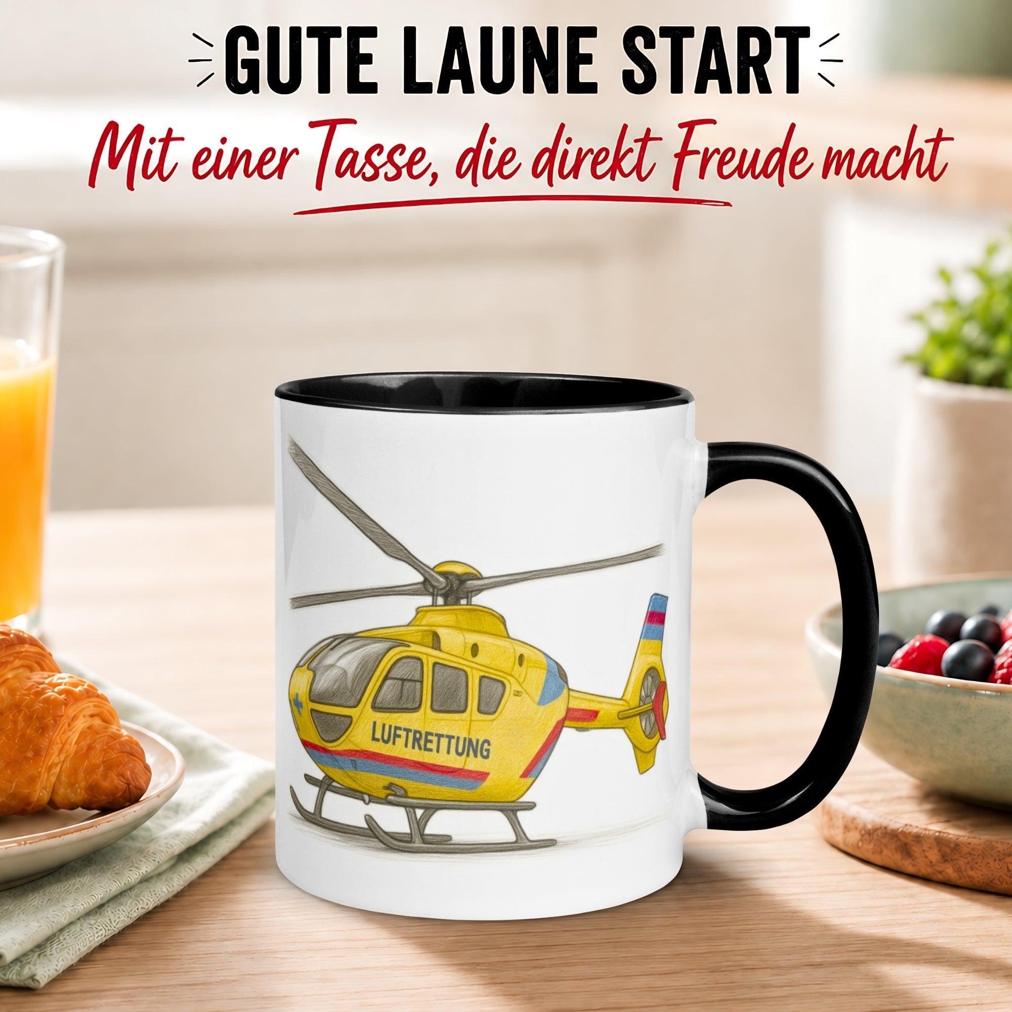 Tasse Hubschrauber – „Luftrettung“ – Rettungshubschrauber Geschenk