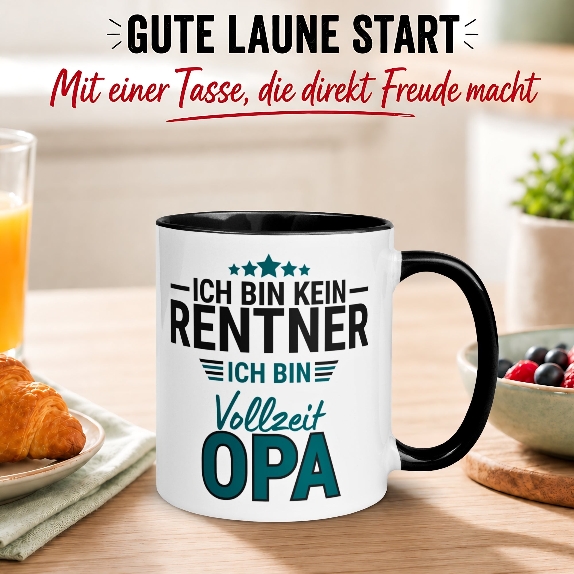 Tasse Rentner – „Ich bin kein Rentner ich bin Vollzeit Opa“ – Geschenk Rente Mann
