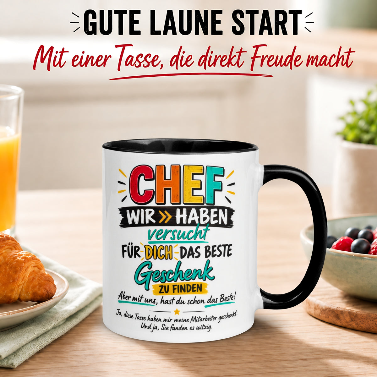 Tasse Chef – „Für dich das beste Geschenk“ – Kaffeetasse Bester Chef
