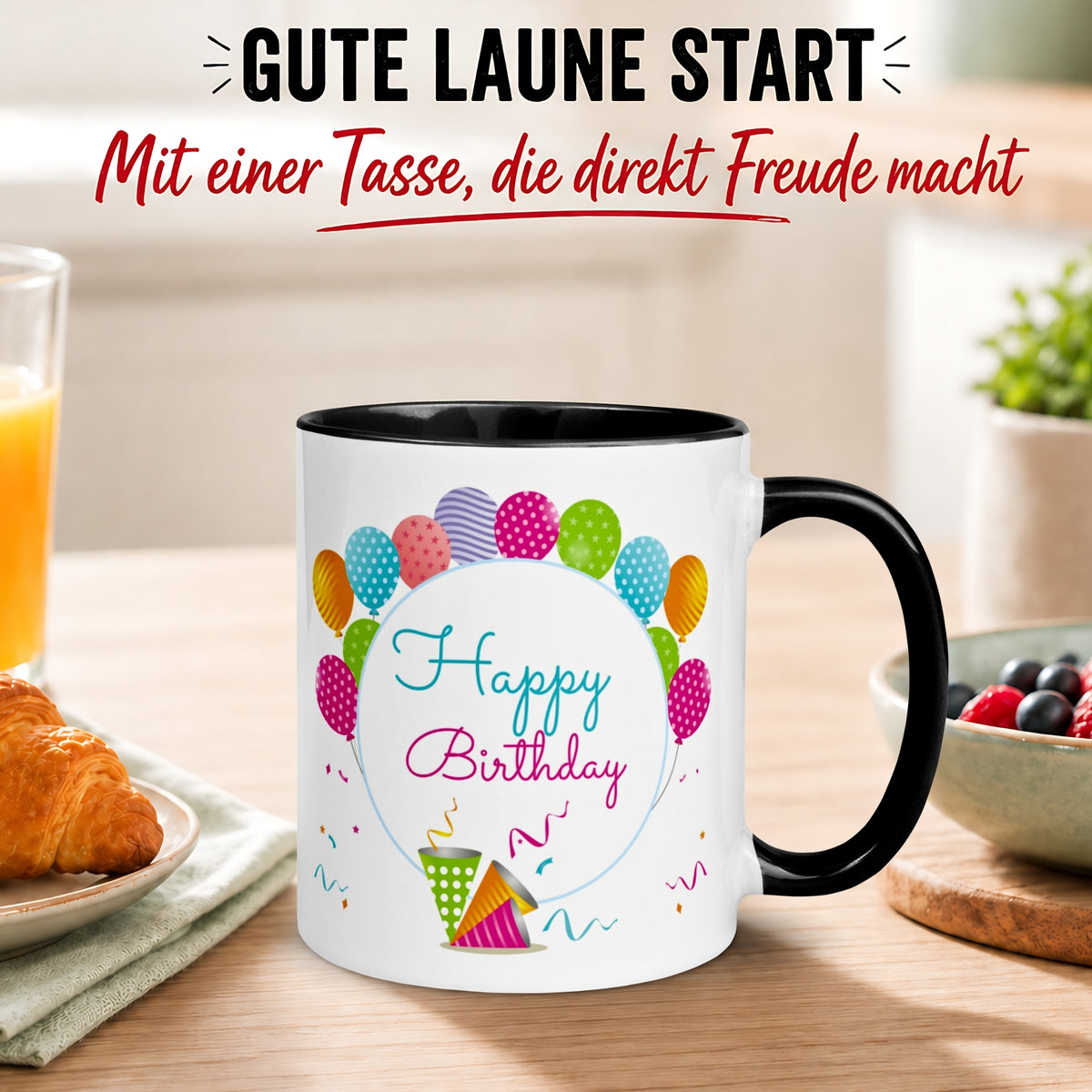 Tasse Geburtstag – „Happy Birthday - Ballon Party“ – Geburtstagstasse Mann Frau