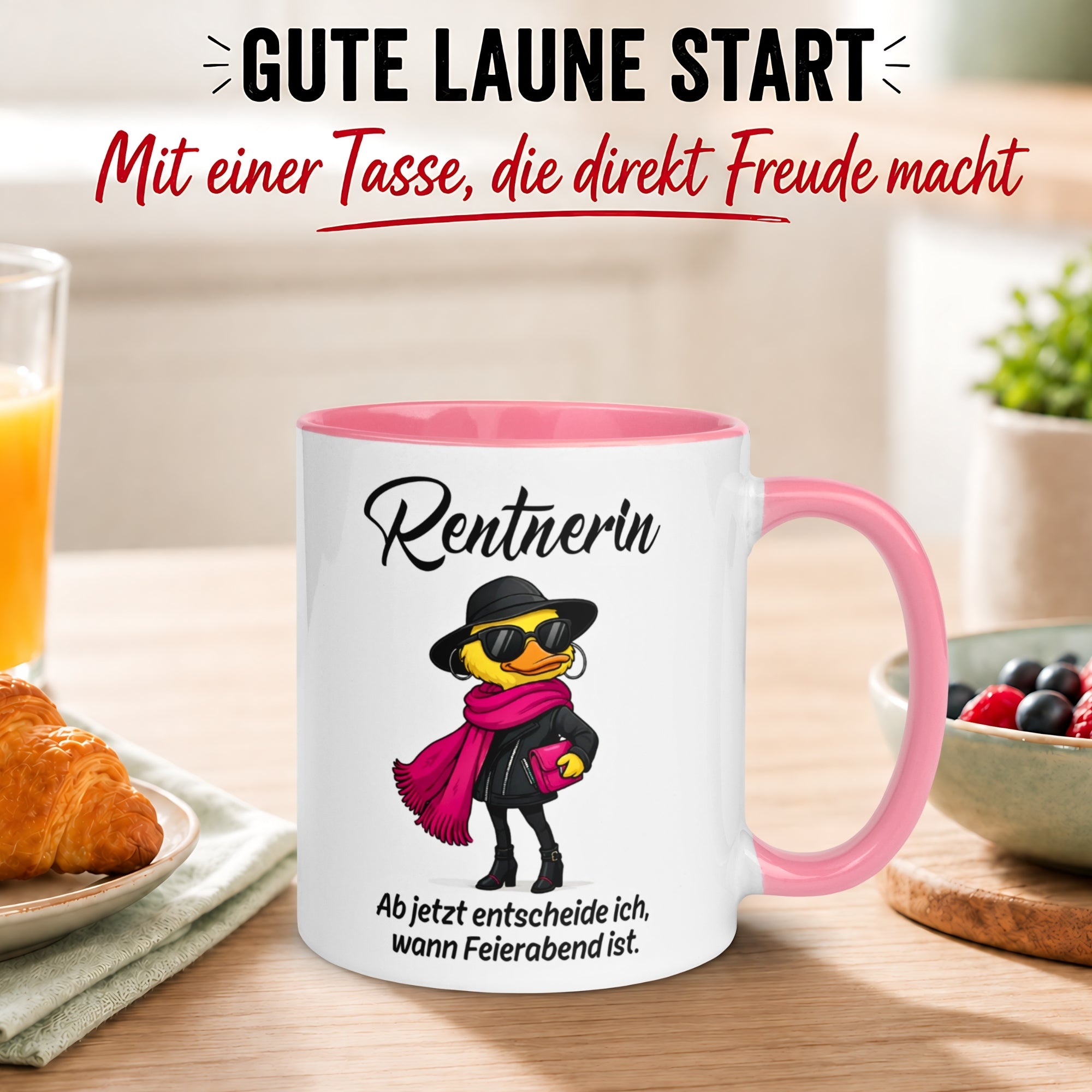 Tasse Rentnerin – „Ab jetzt entscheide ich wann Feierabend ist“ – Geschenk Rente Frau