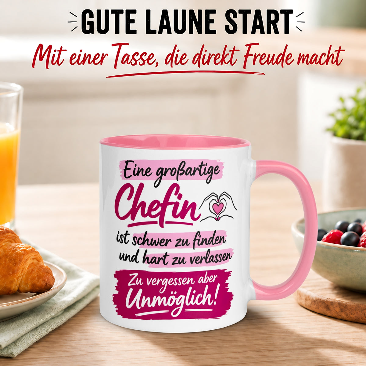 Tasse Chefin – „Schwer zu finden und unmöglich zu vergessen“ – Abschiedsgeschenk