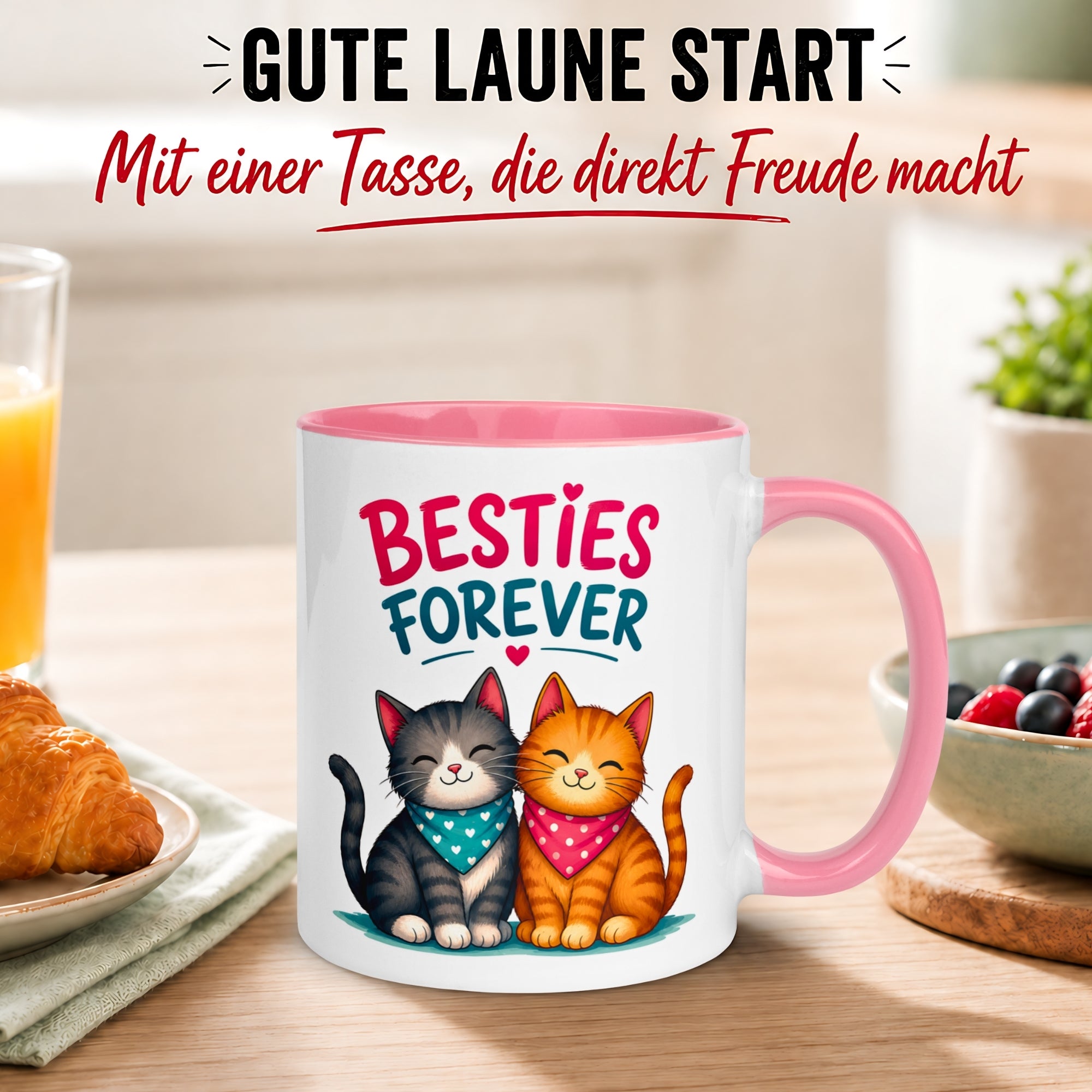 Tasse Freundschaft – „Cats - Besties Forever“ – Geschenk Beste Freundin