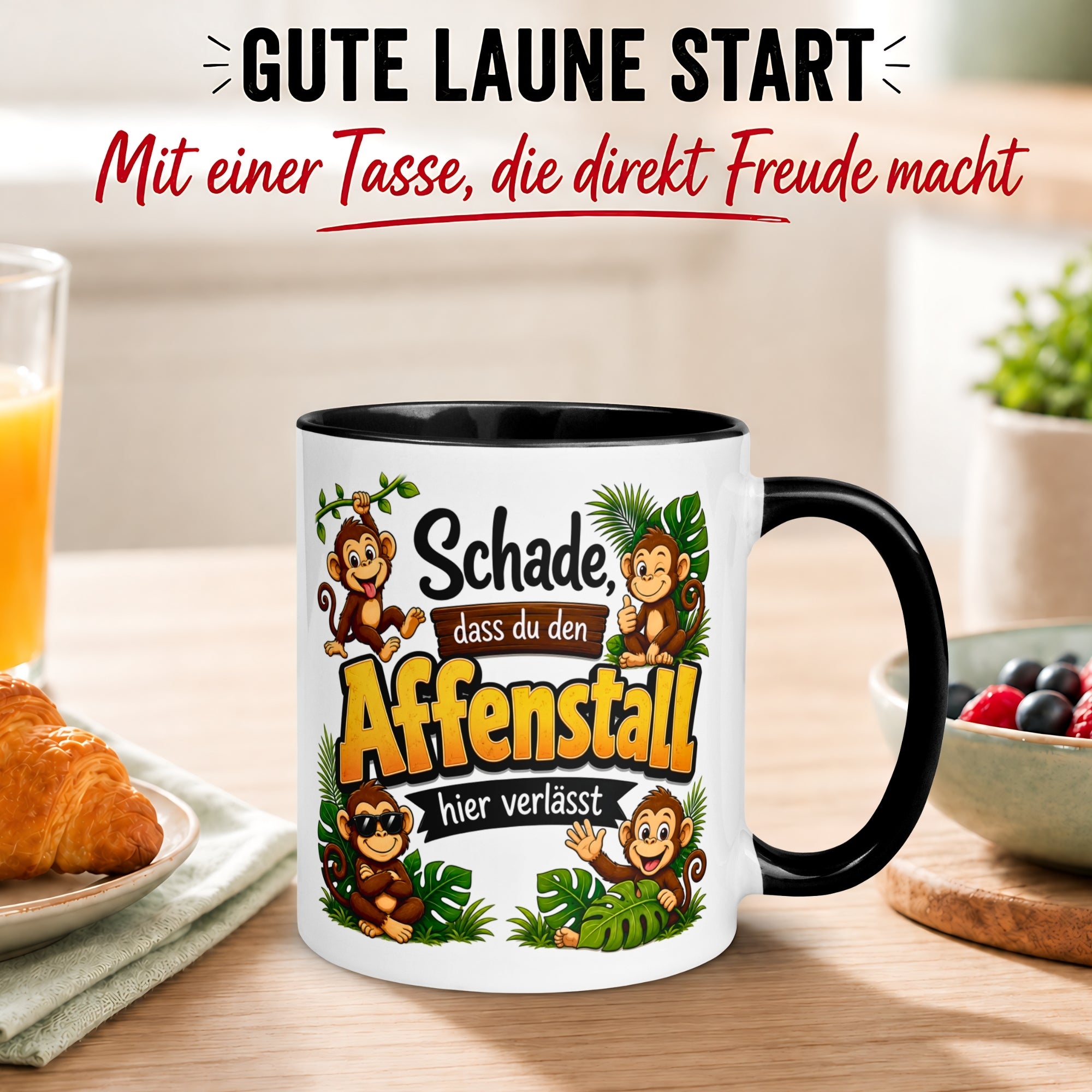 Tasse Abschied – „Schade dass du den Affenstall verlässt“ – Abschiedsgeschenk Kollegen