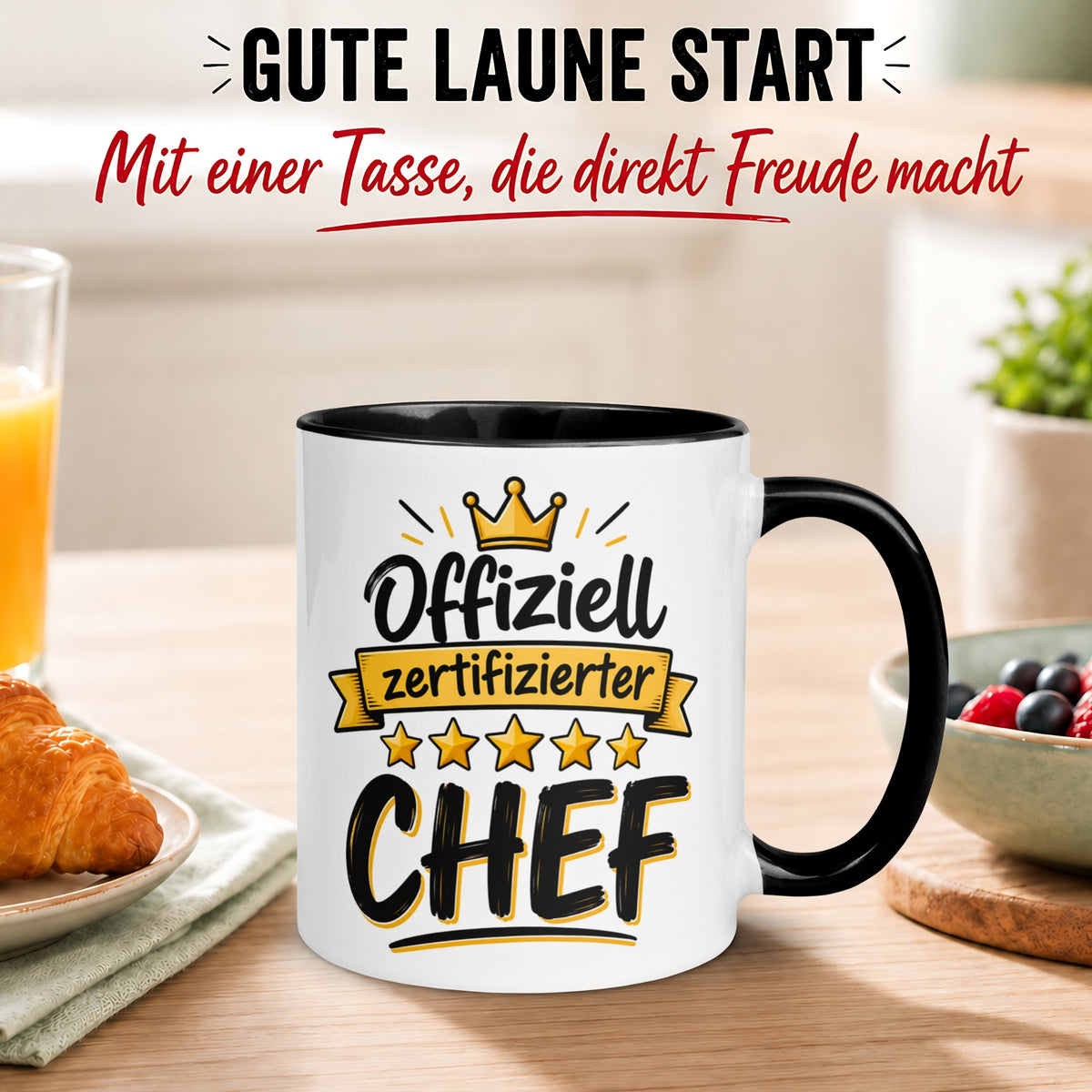 Tasse Chef – „5 Sterne Chef“ – Geschenk Becher Bester Chef