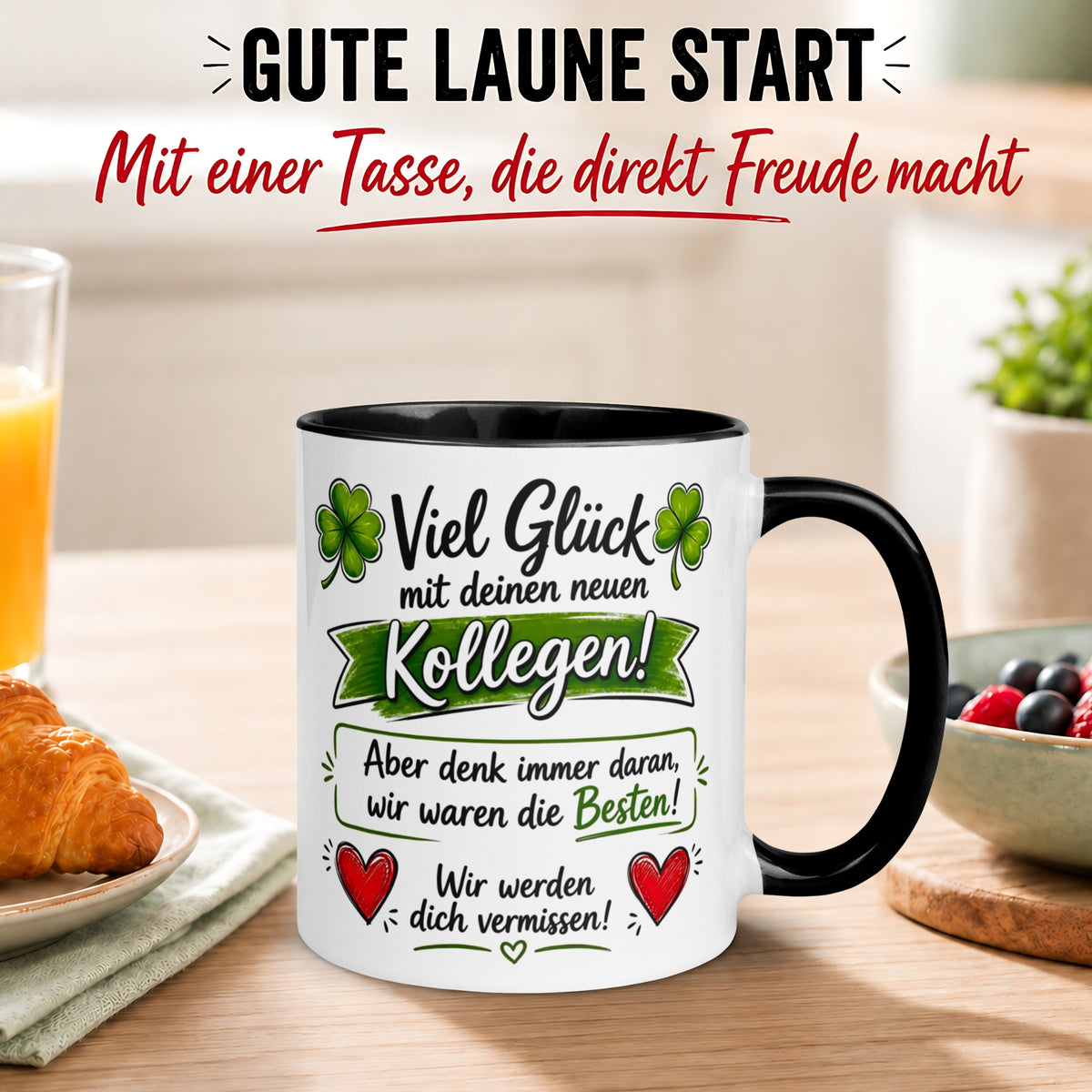 Tasse Abschied – „Viel Glück mit deinen neuen Kollegen“ – Abschiedsgeschenk Kollegen
