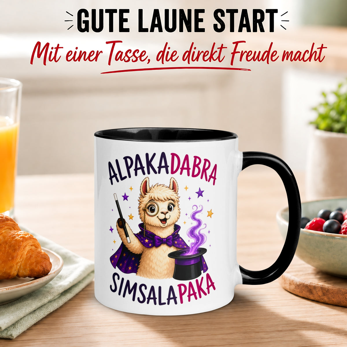 Tasse Alpaka – „Alpakadabra und Simsalapaka“ – lustiger Geschenk Becher