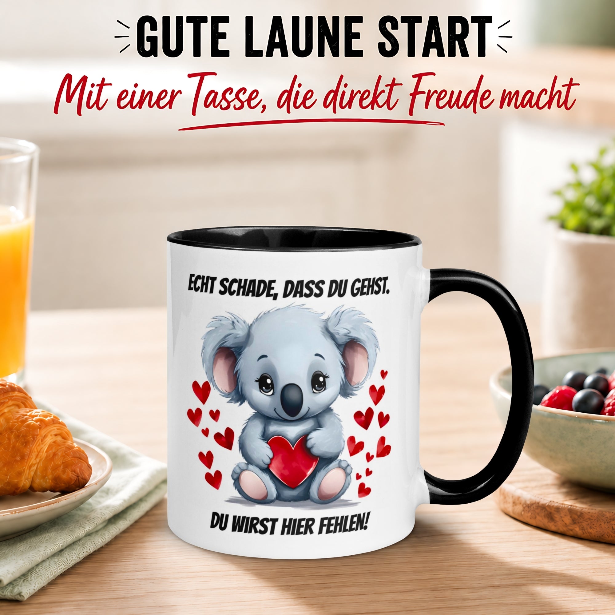 Tasse Abschied – „Echt schade dass du gehst“ – Abschiedsgeschenk Kollegin
