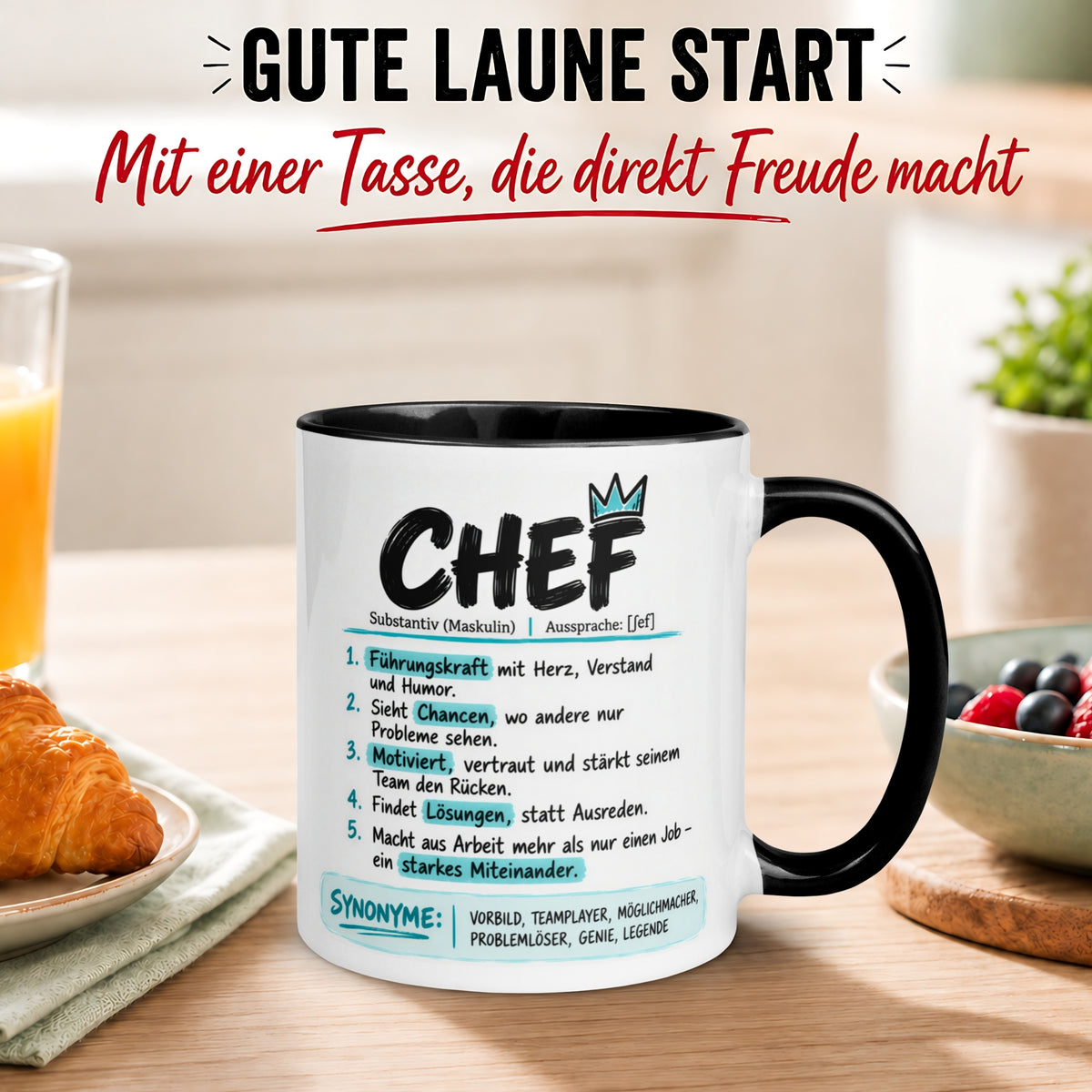 Tasse Chef – „Lexikoneintrag und Definition“ – Geschenk Becher Bester Chef