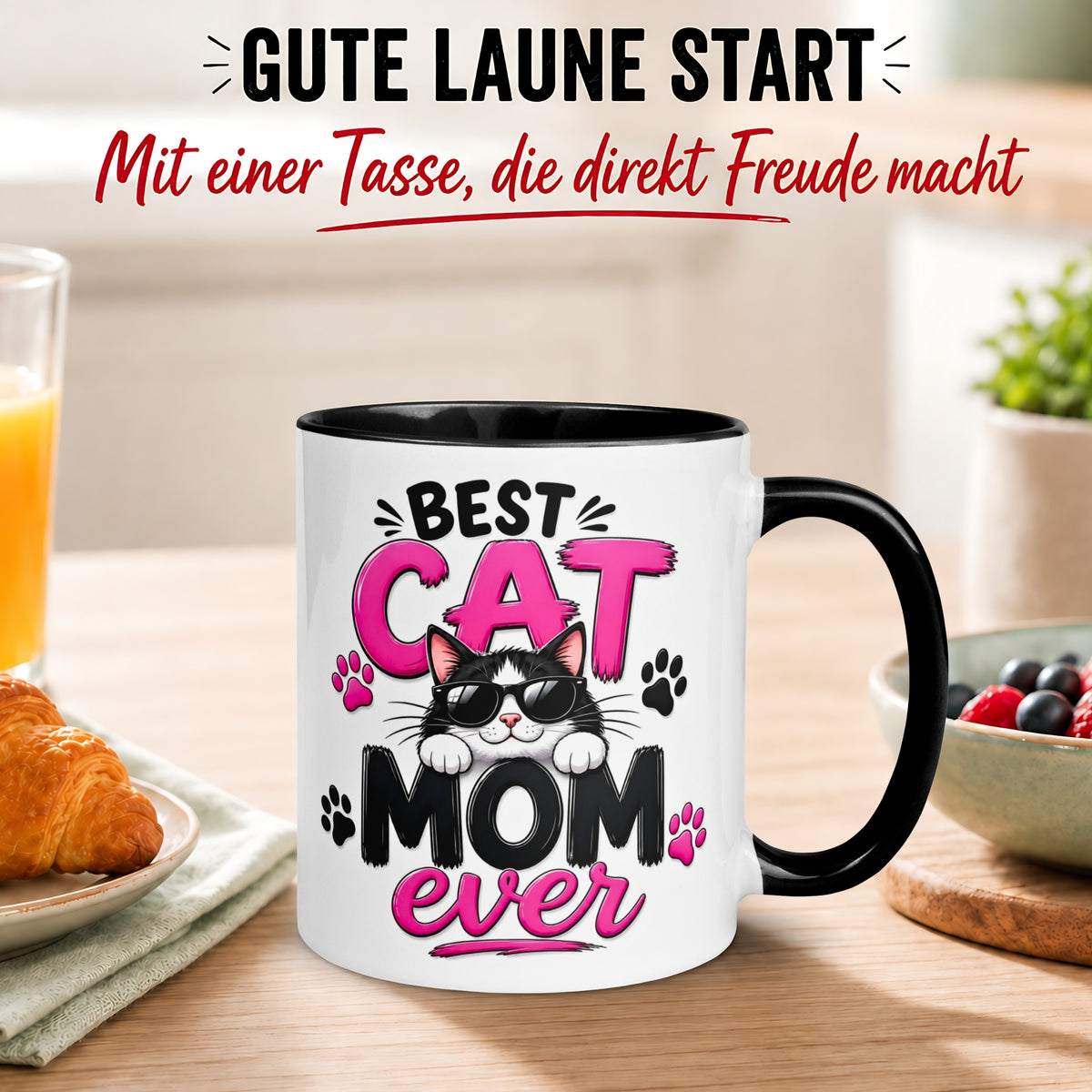 Tasse Katze – „Best Cat Mom ever“ – lustiger Katzen Geschenk Becher für Katzenmama