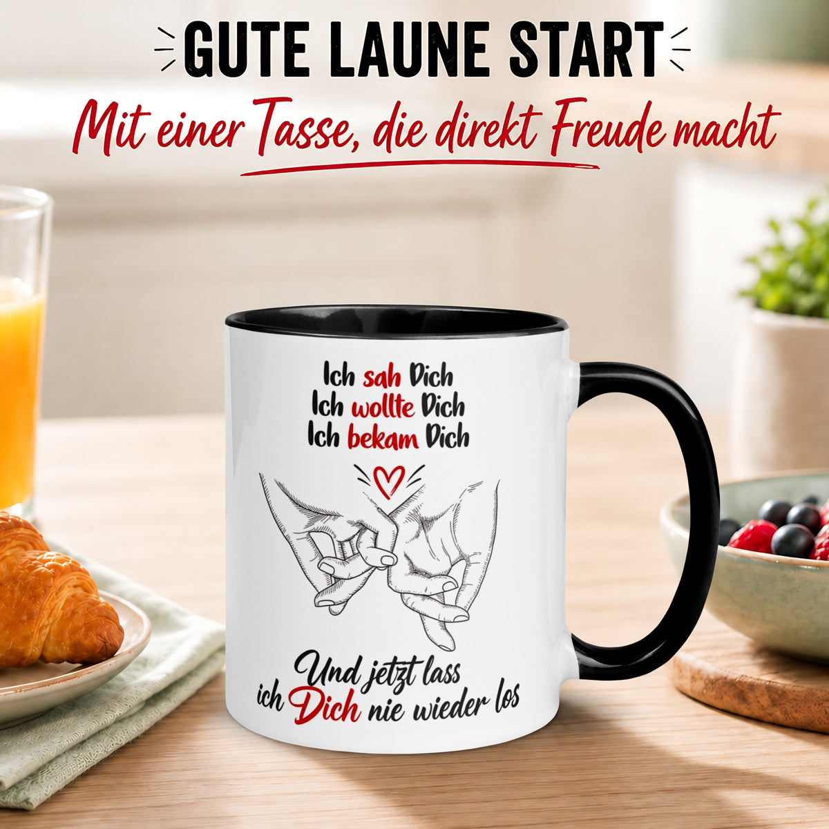 Tasse Liebe – „Ich lass dich nie wieder los“ – Ich liebe Dich Geschenk Partner Jahrestag Valentinstag