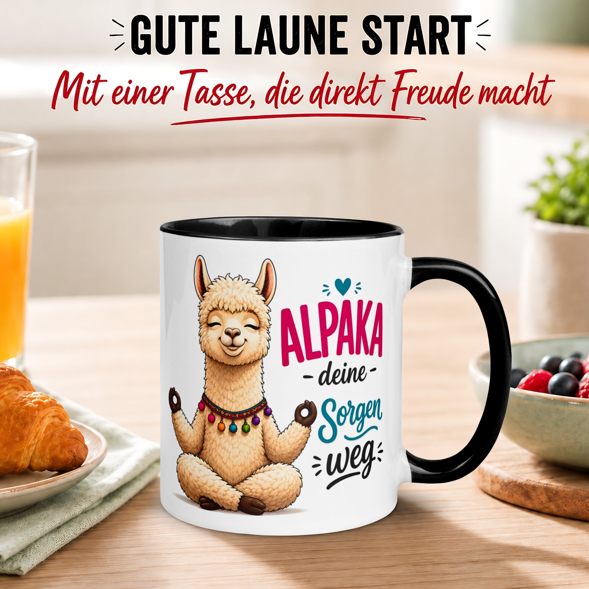 Tasse Alpaka – „Alpaka deine Sorgen weg“ – lustiger Relax Becher