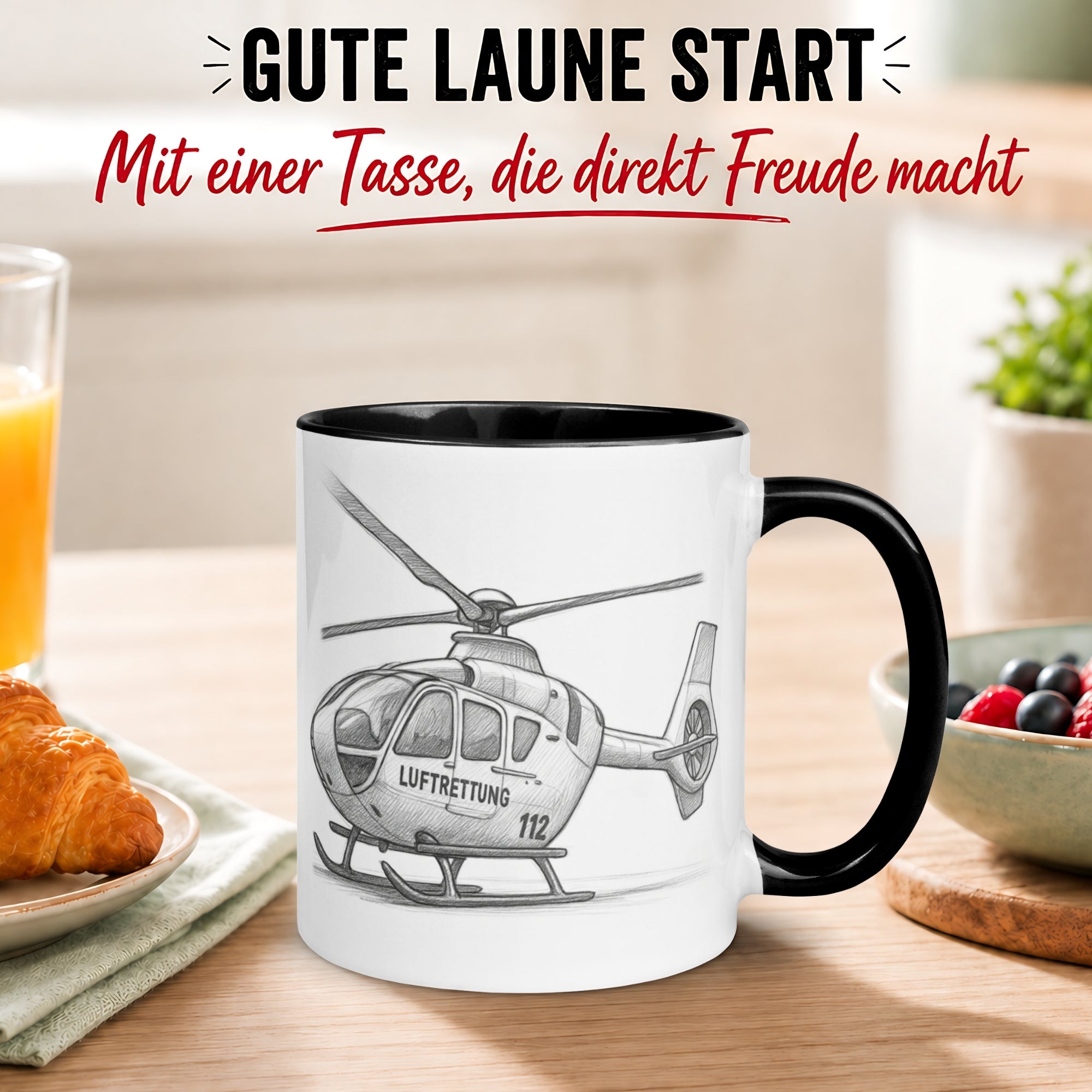 Tasse Hubschrauber – „Rettungshubschrauber“ – Notarzt Luftrettung Geschenk