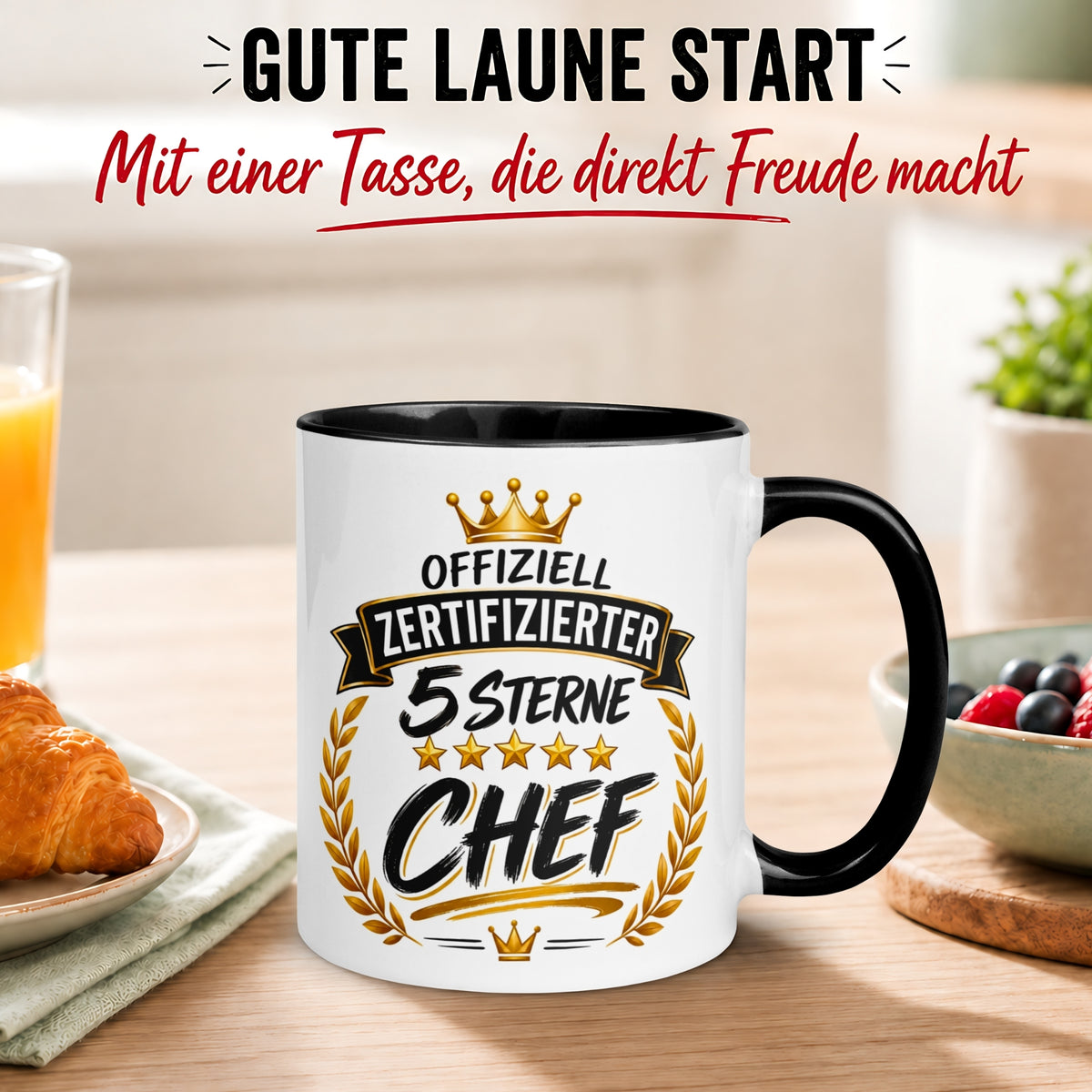 Tasse Chef – „Offiziell Zertifizierte 5 Sterne“ – Geschenk Becher Bester Chef