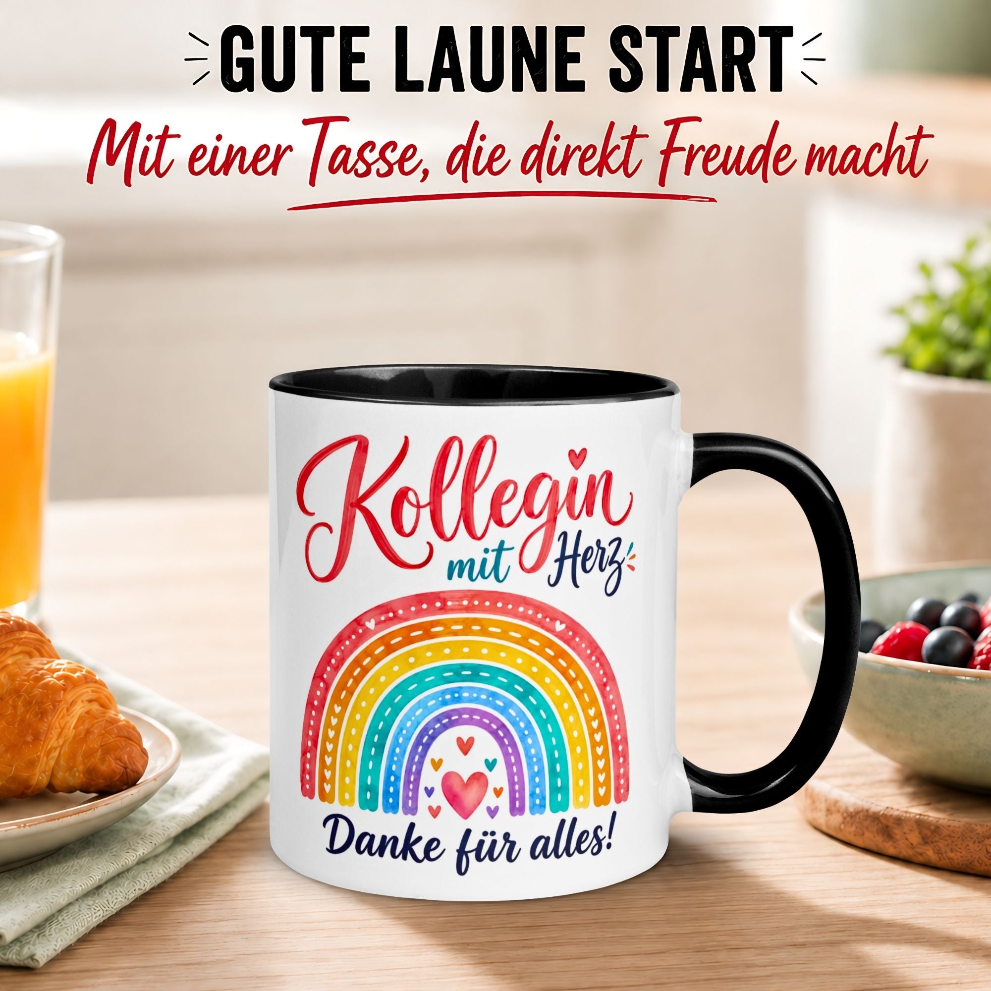 Tasse Kollegin – „Kollegin mit Herz - Danke für alles“ – Geschenk Abschied Arbeitskollegin