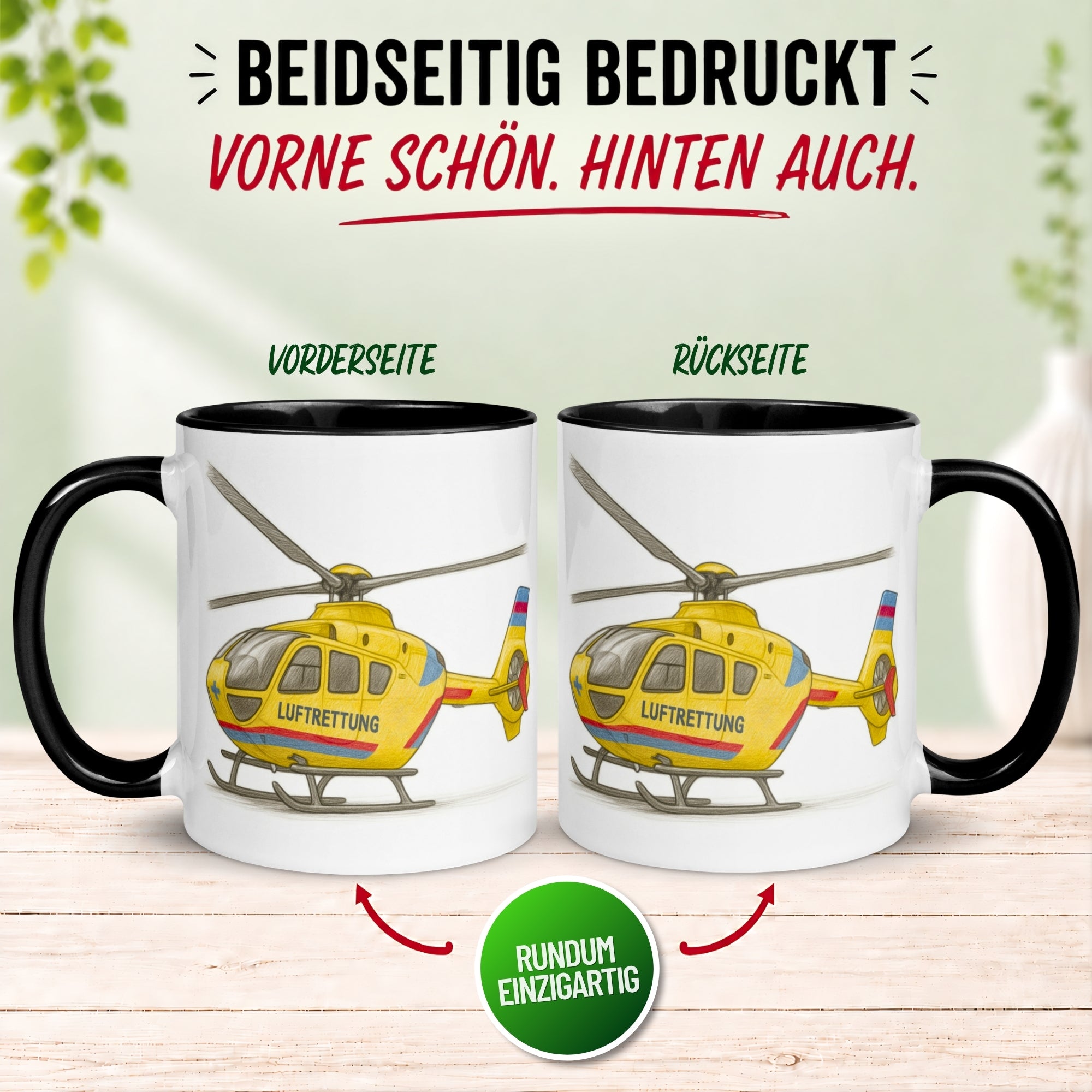 Tasse Hubschrauber – „Luftrettung“ – Rettungshubschrauber Geschenk