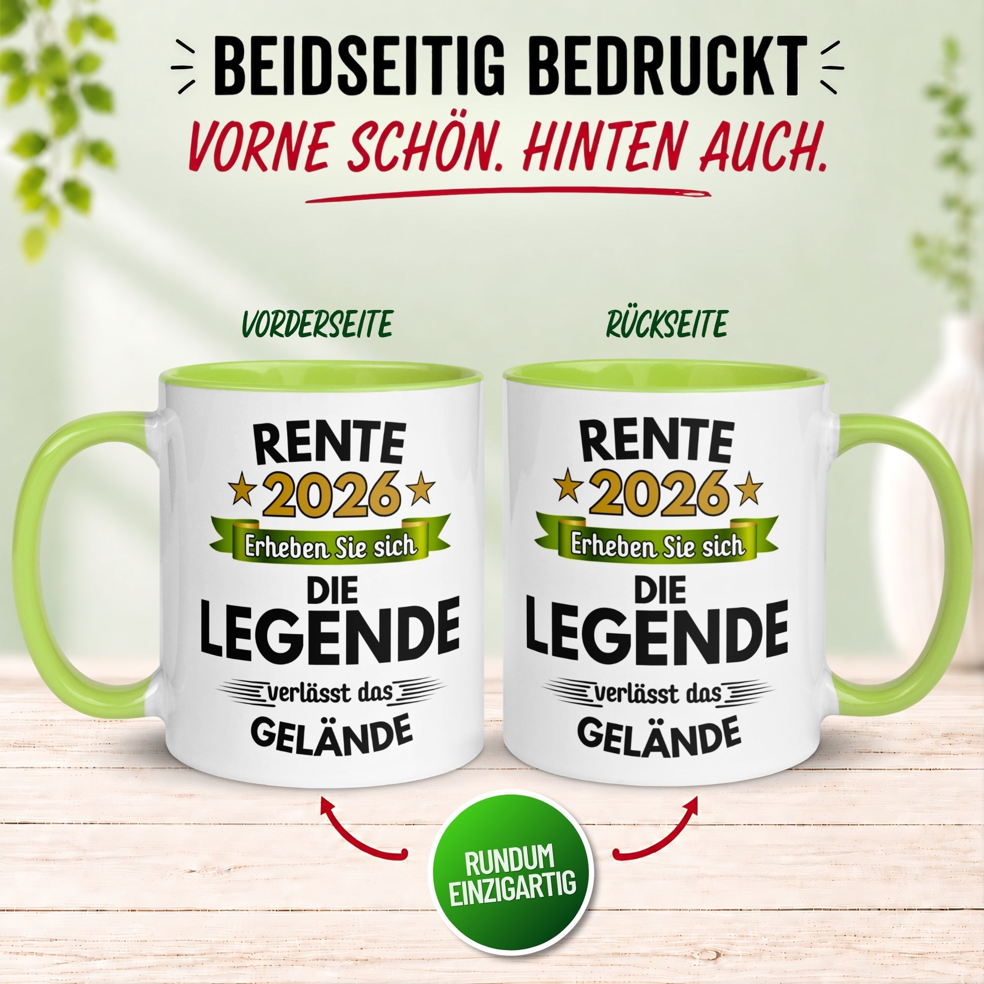 Tasse Rente – „Die Legende verlässt das Gelände“ – Geschenk zum Rentenbeginn