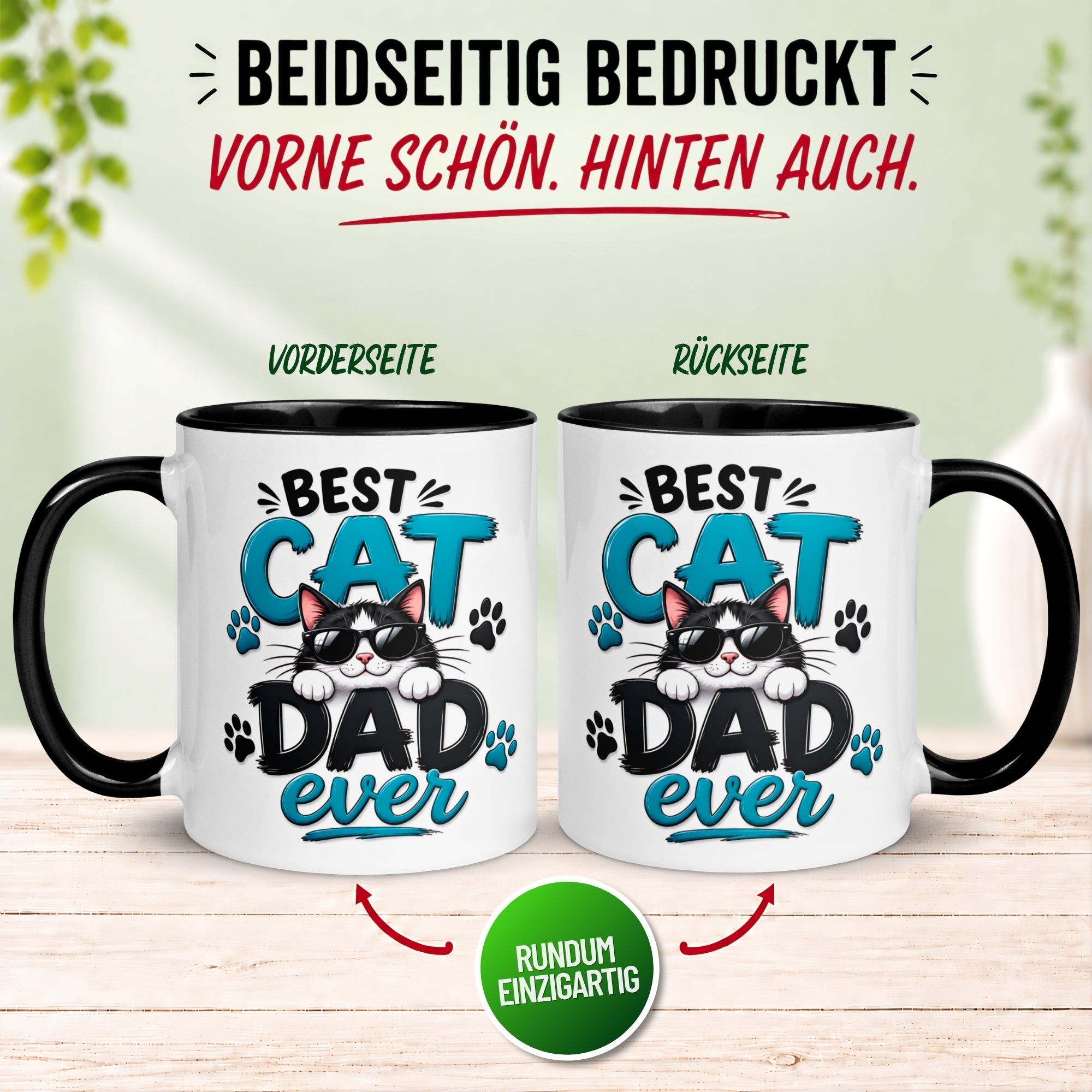 Tasse Katze – „Best Cat Dad ever“ – lustiger Katzen Geschenk Becher für Katzenpapa