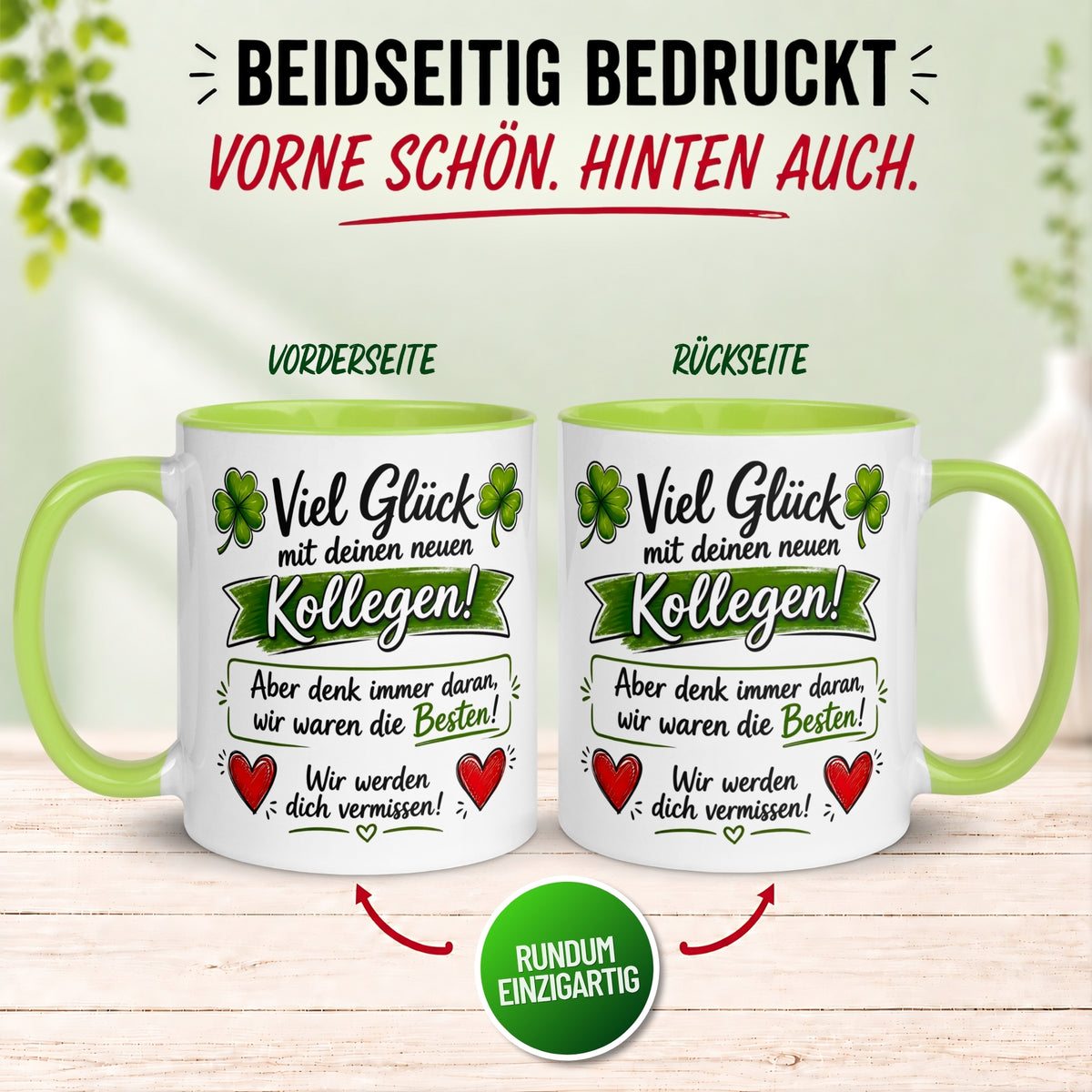 Tasse Abschied – „Viel Glück mit deinen neuen Kollegen“ – Abschiedsgeschenk Kollegin