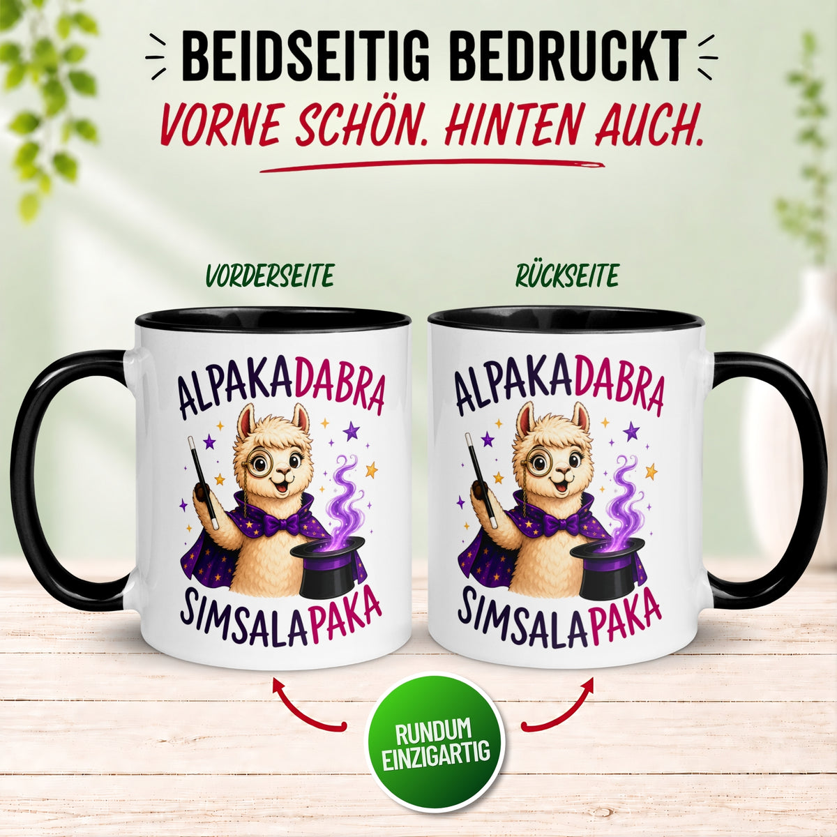 Tasse Alpaka – „Alpakadabra und Simsalapaka“ – lustiger Geschenk Becher