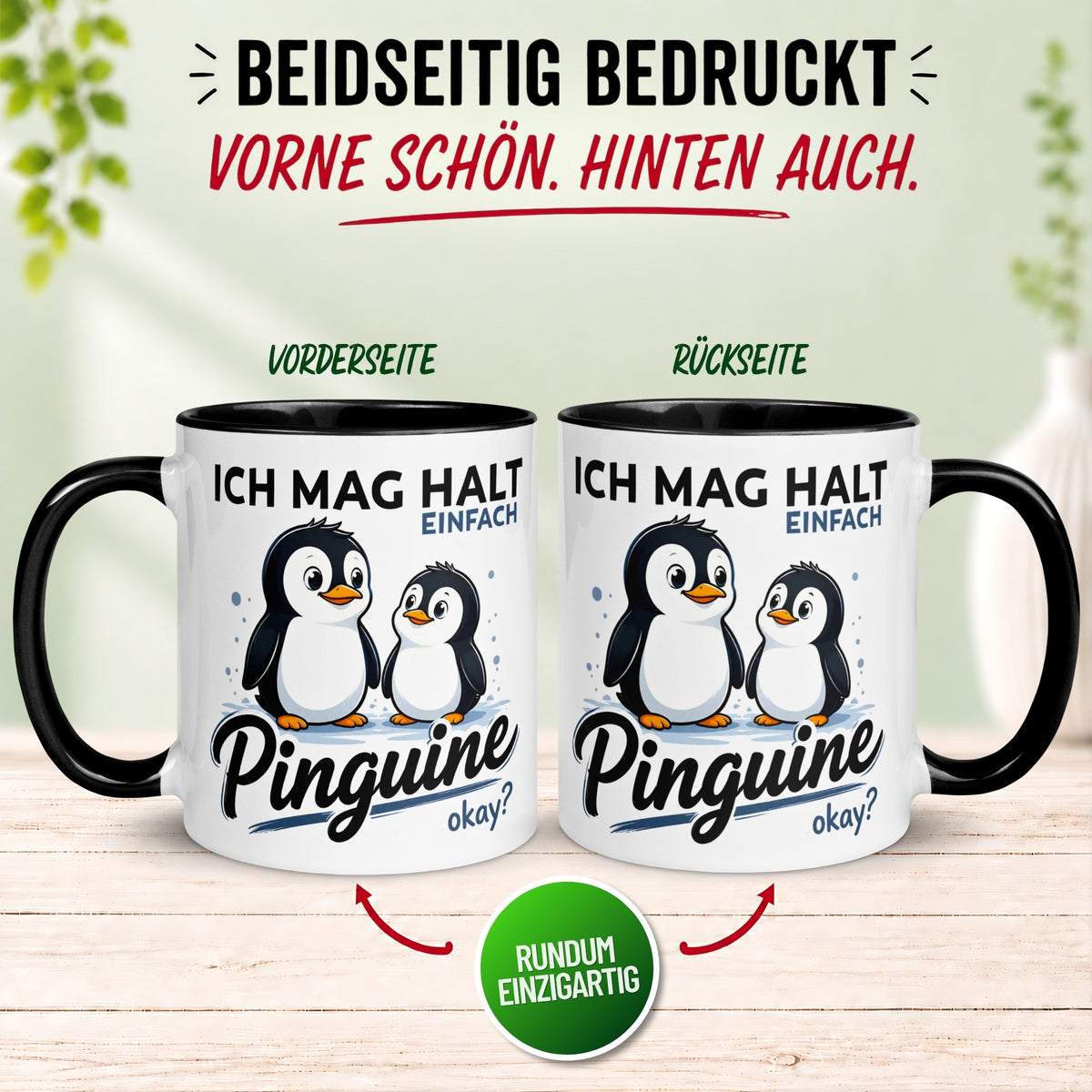 Tasse Pinguin – „Ich mag halt einfach Pinguine - okay“ – lustiger Geschenk Becher