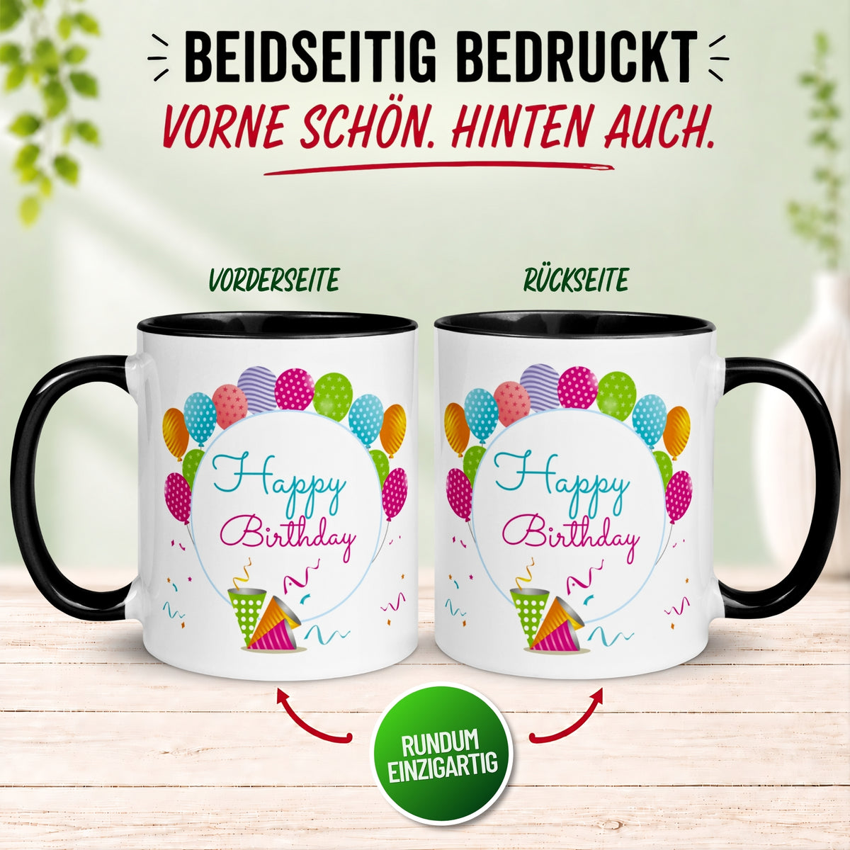Tasse Geburtstag – „Happy Birthday - Ballon Party“ – Geburtstagstasse Mann Frau